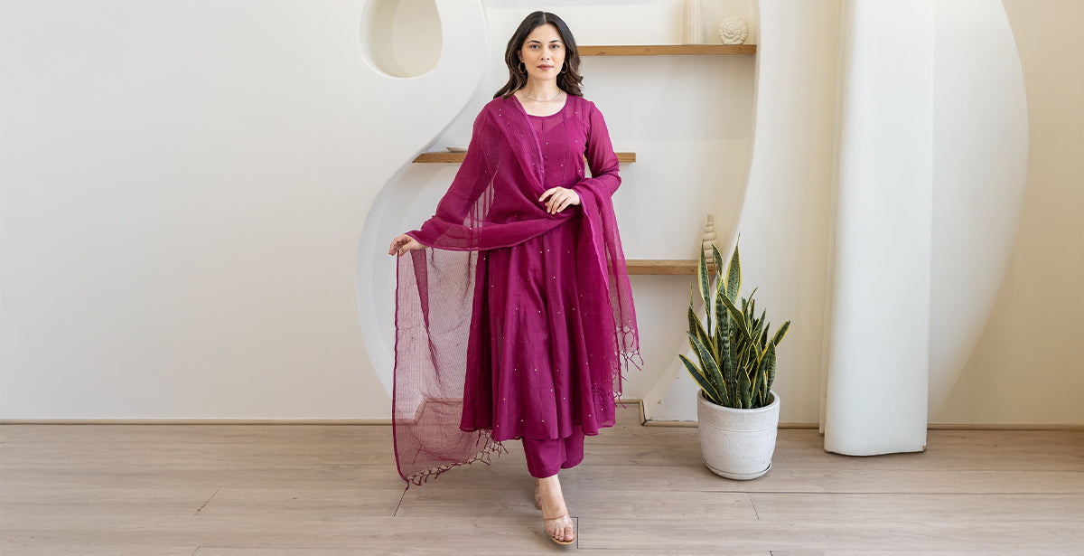 Latest Chanderi Anarkali Suit Trends Every Bride’s Squad Must Try