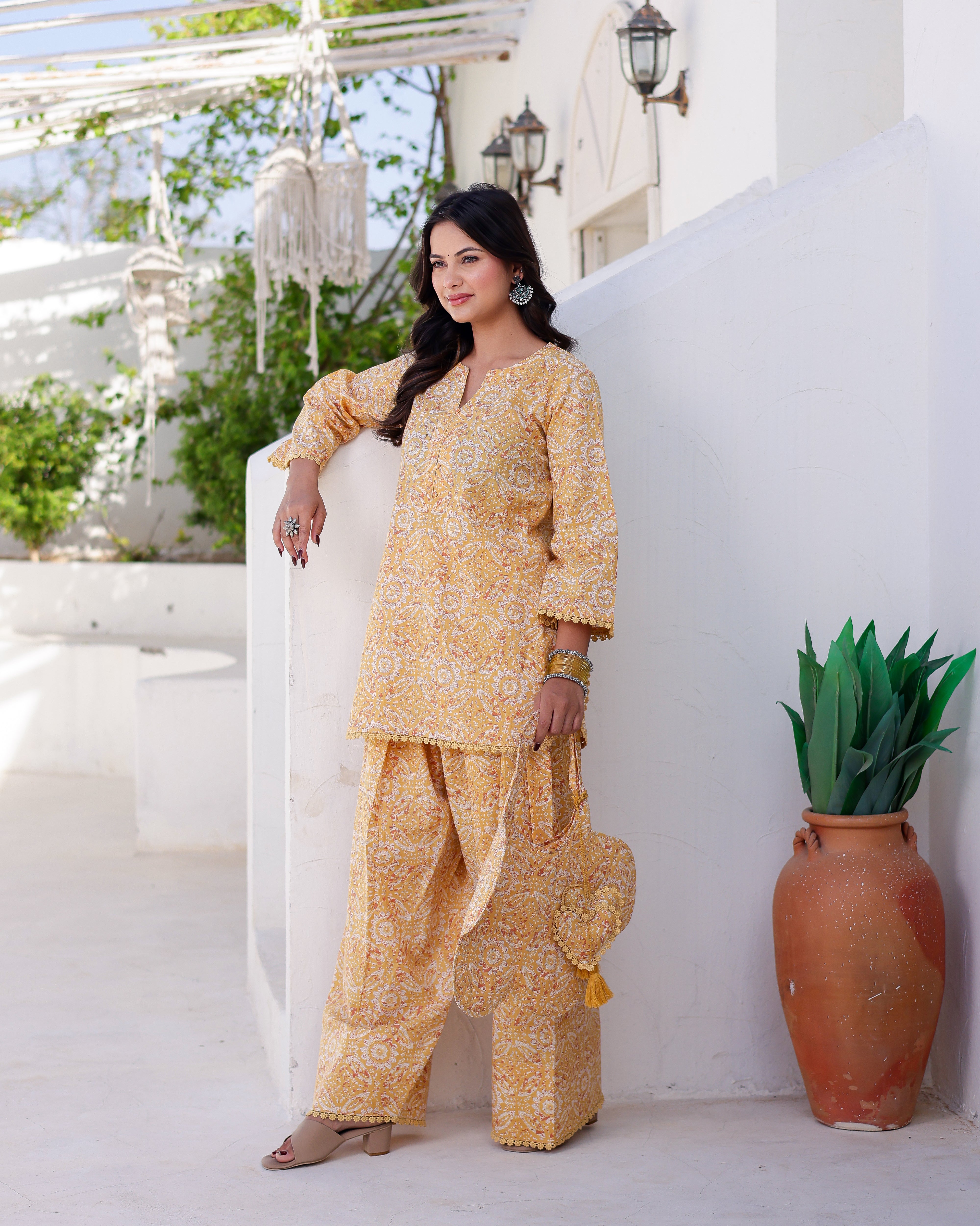 YELLOW HANDBLOCK SALWAR Straight Suit Set - 001A0402.JPG
