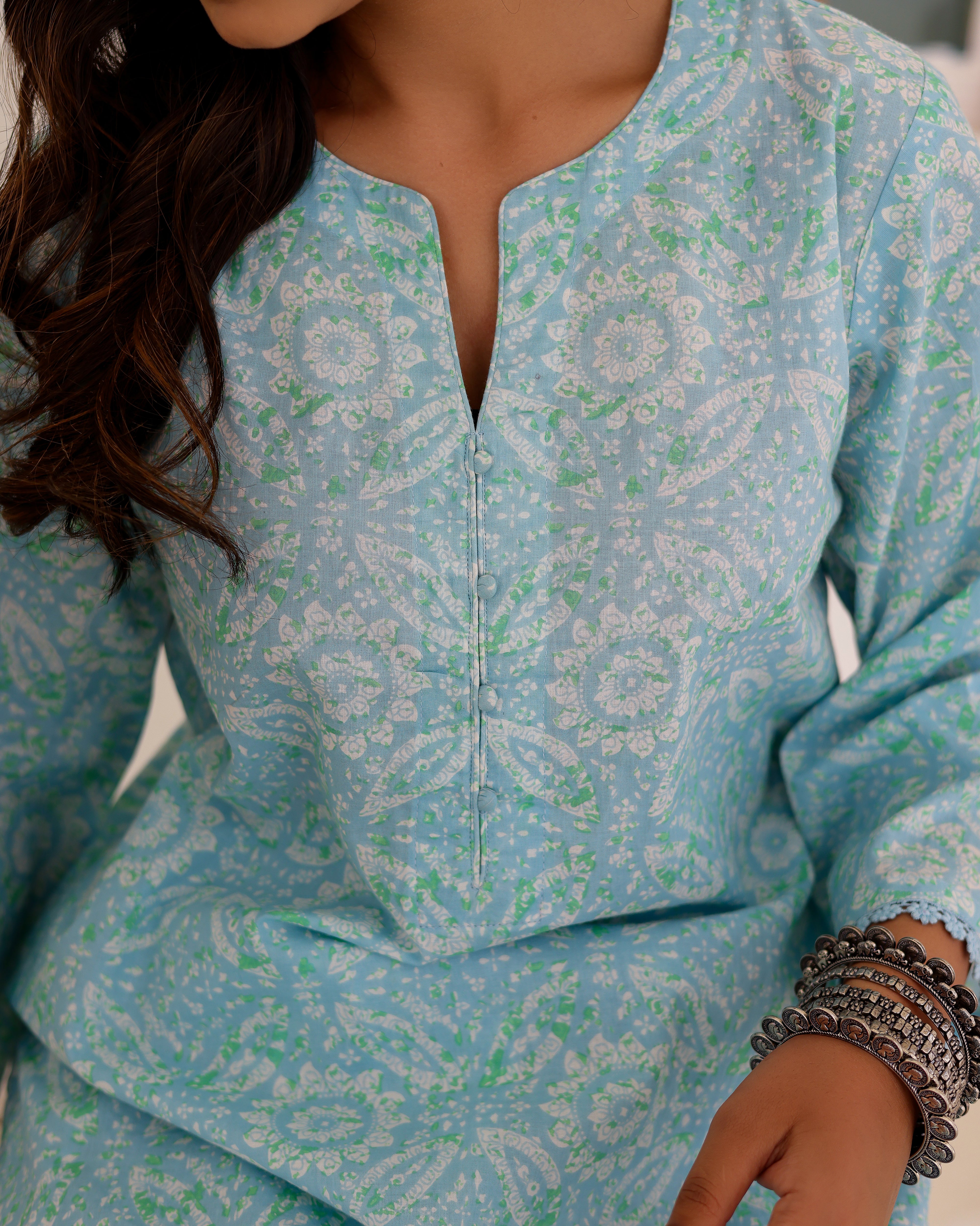 SKY BLUE HANDBLOCK FARSHI SALWAR Straight Suite set - 001A0516.JPG