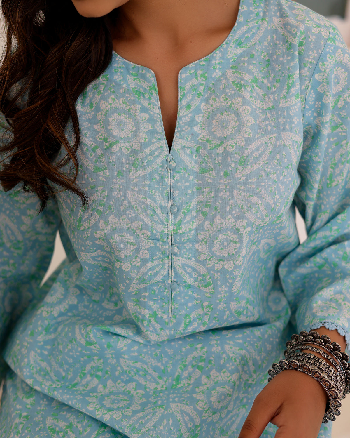 SKY BLUE HANDBLOCK FARSHI SALWAR Straight Suite set - 001A0531.JPG