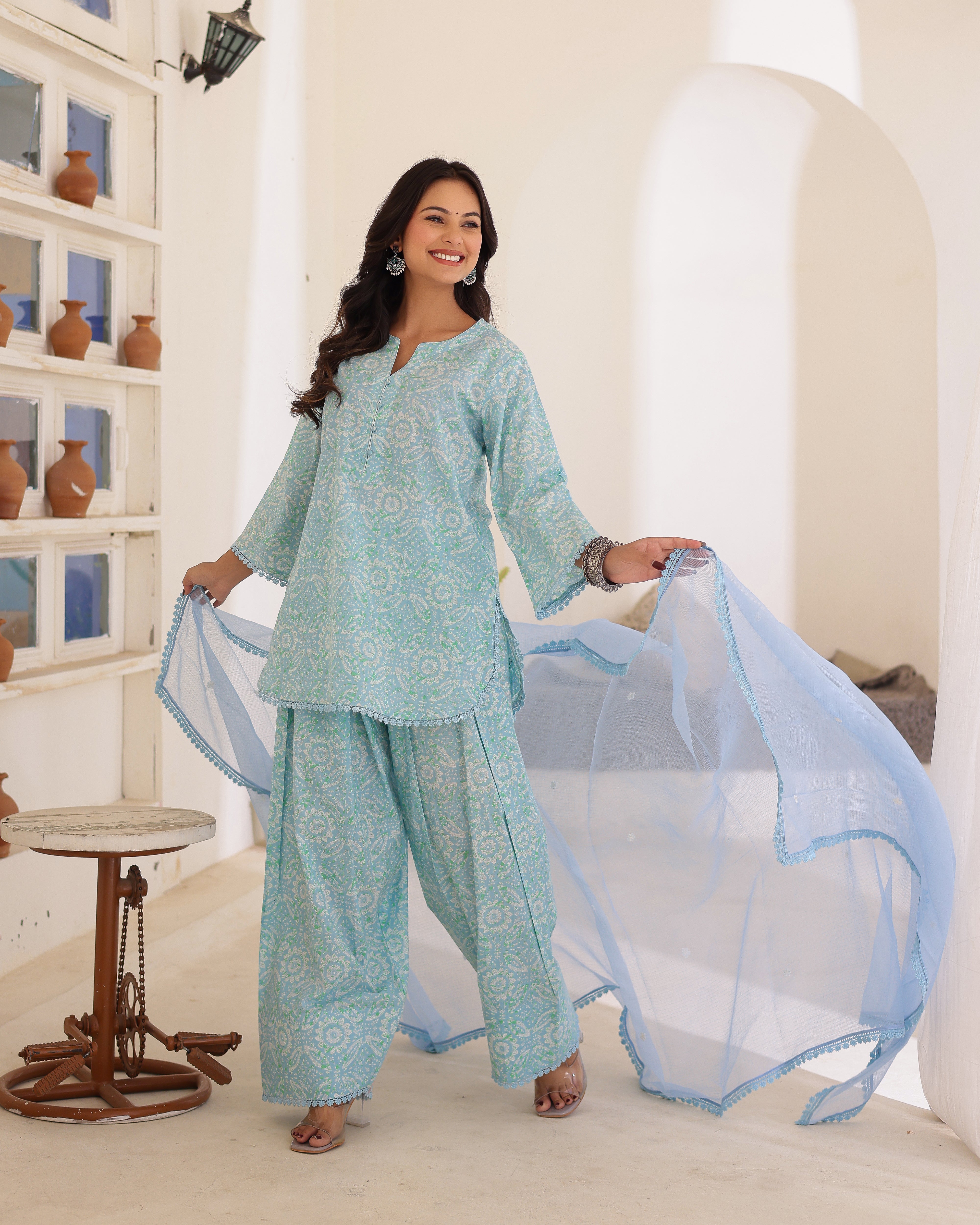 SKY BLUE HANDBLOCK FARSHI SALWAR Straight Suite set - 001A0531.JPG