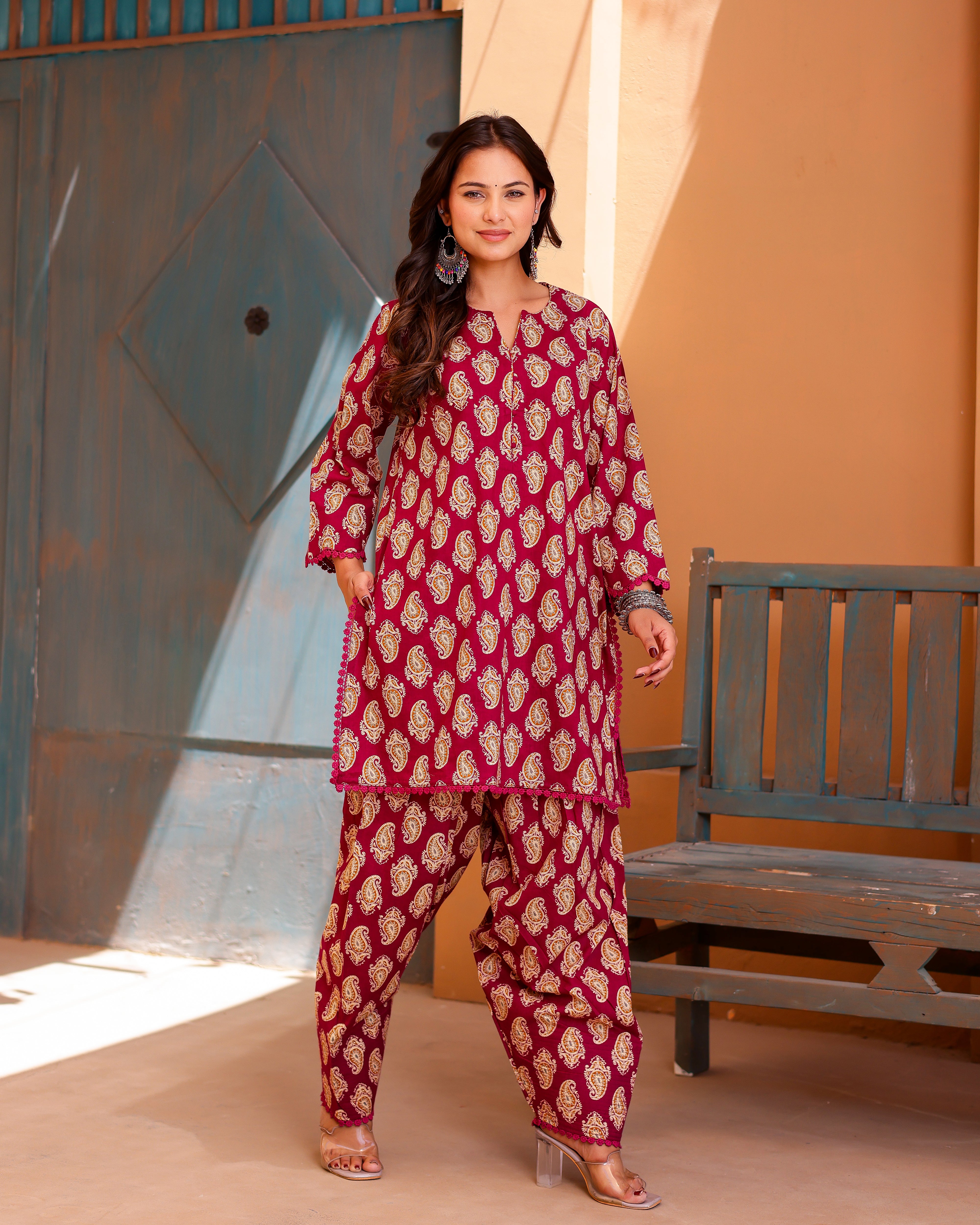 Magenta Paisley Handblock Suit Set - 001A0806.JPG