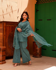 Rama Green Handblock Suit Set