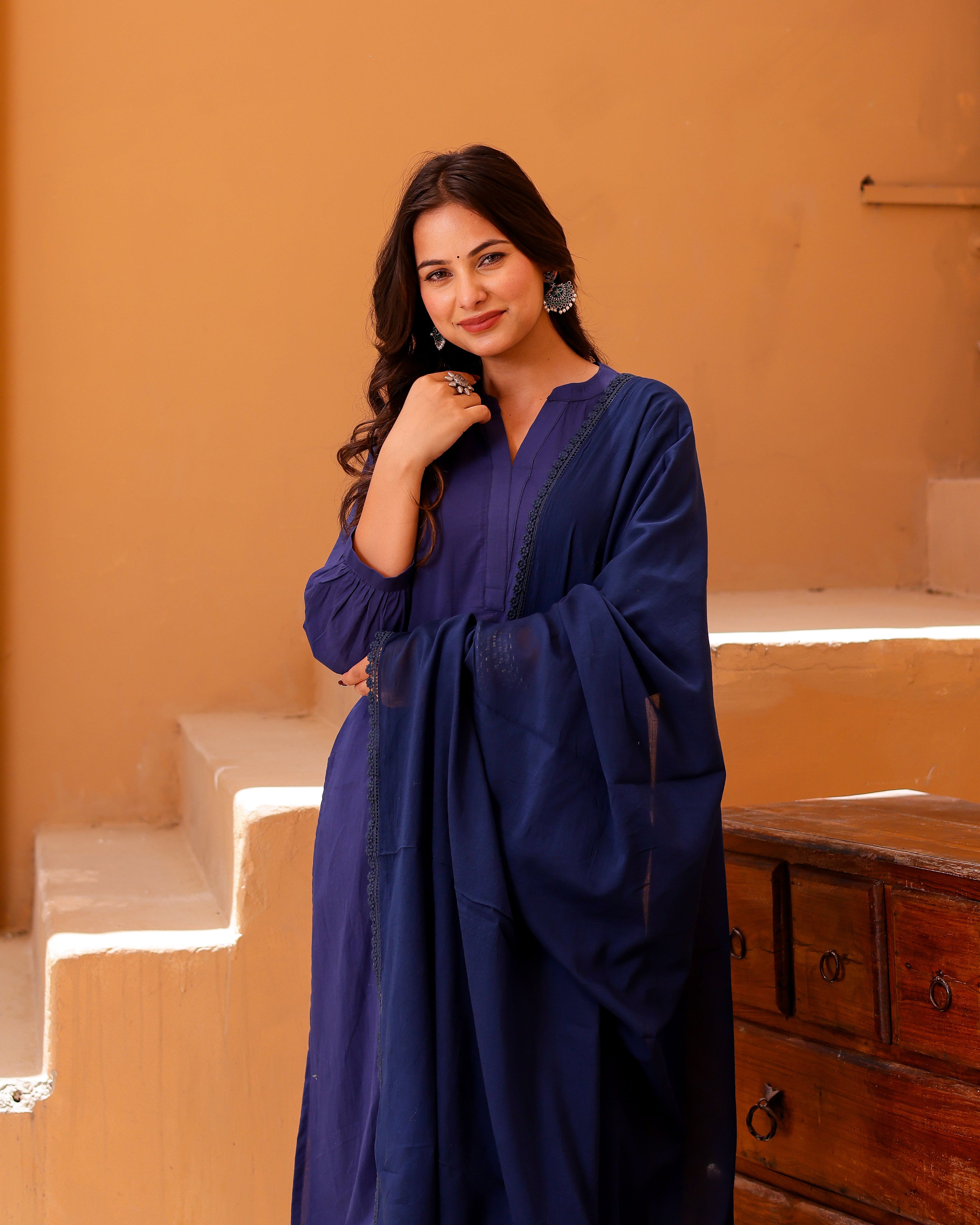 navy blue cotton salwar suit set - 001A0956.JPG