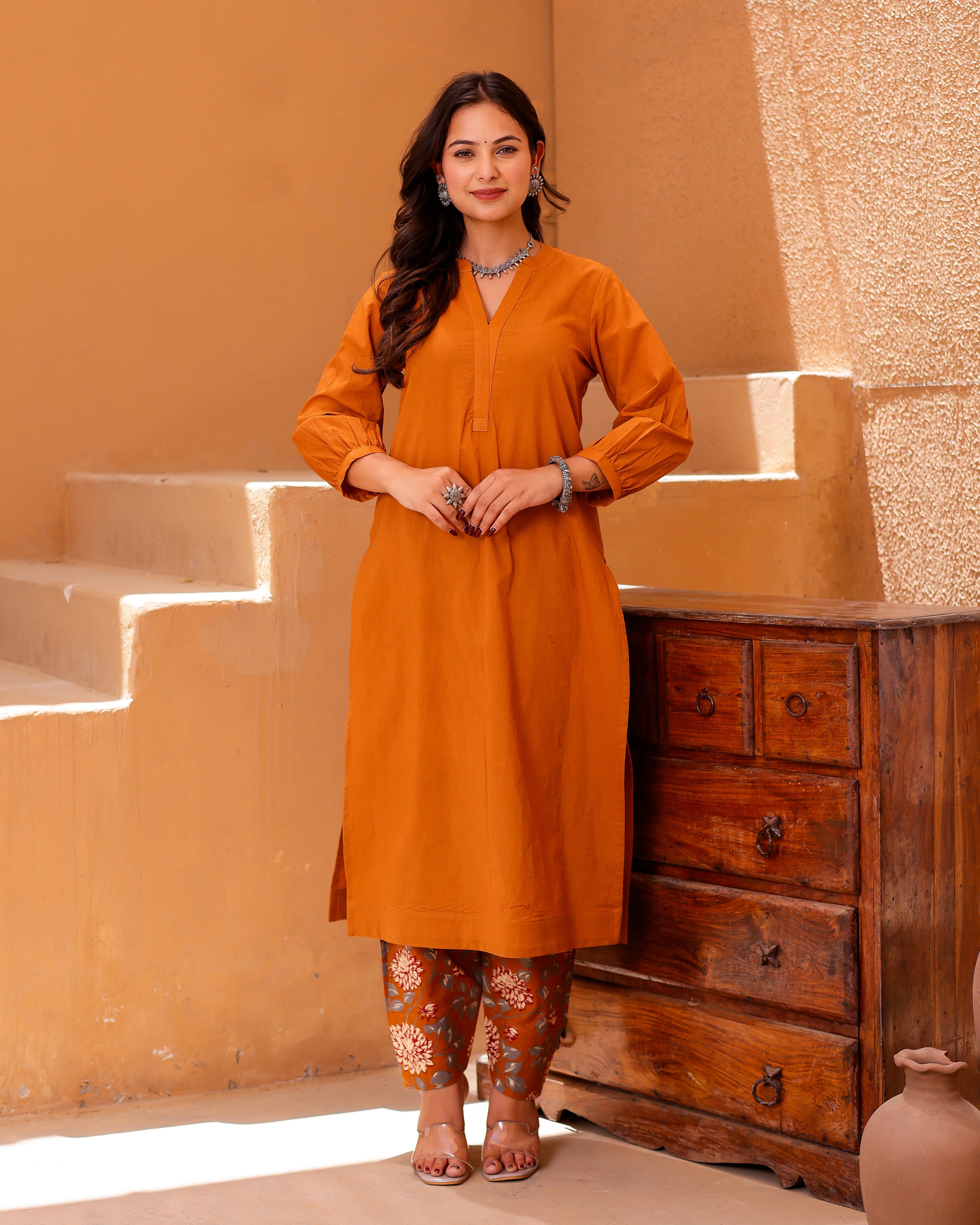 Yellow Paisley Handblock Suit Set - 001A0981.JPG
