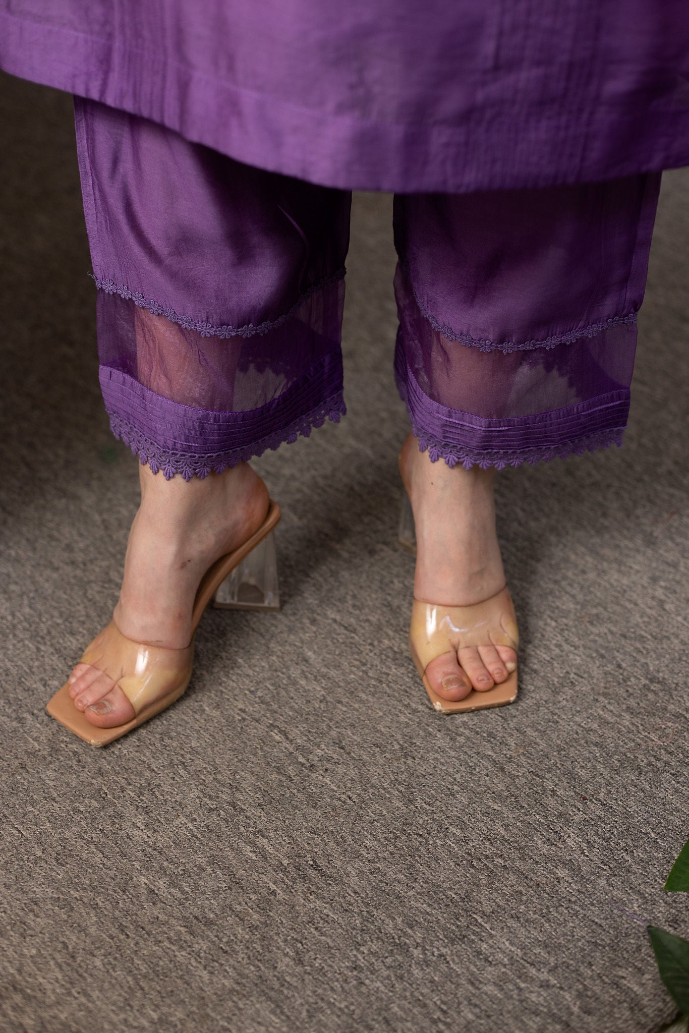 Purple Gemstone Chanderi Suit set