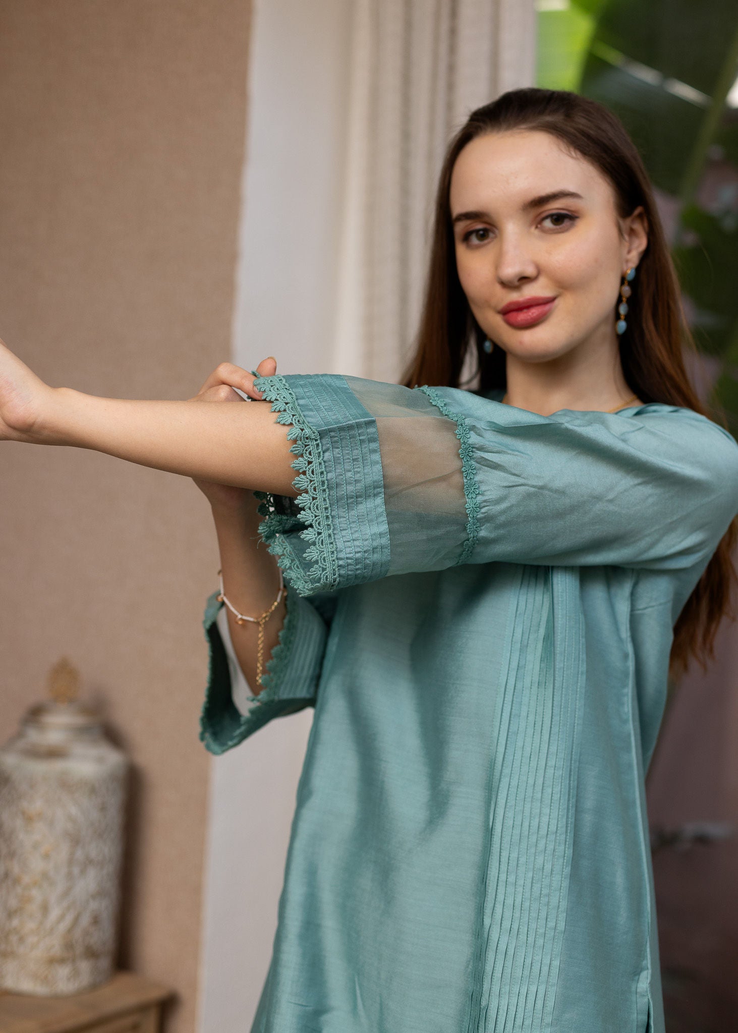 Mint Green Chanderi Suit set