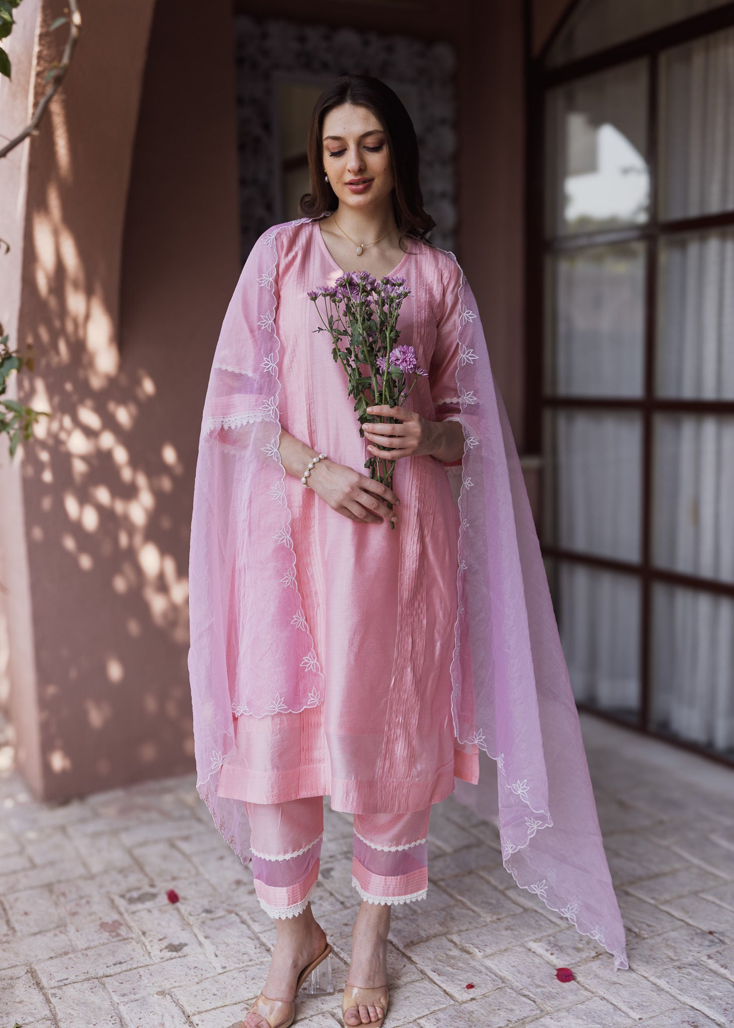 Blush Pink Chanderi Suit set