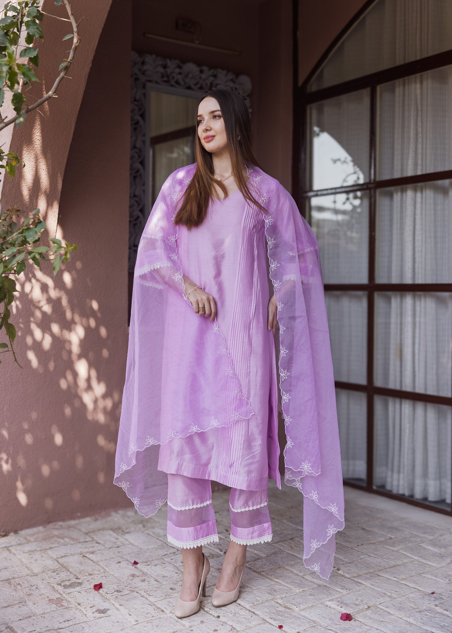 Light Purple Chanderi Suit set