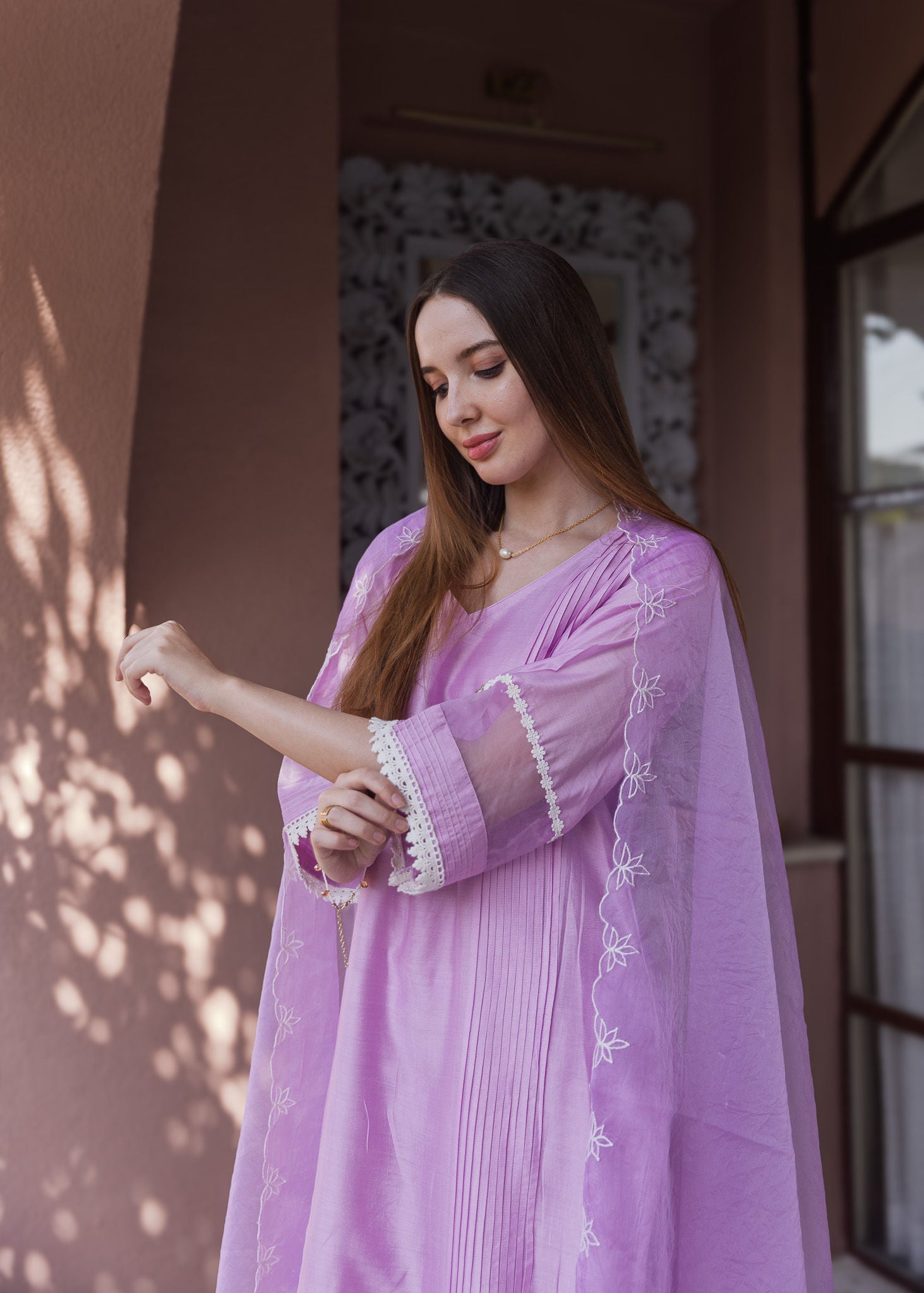 Light Purple Chanderi Suit set