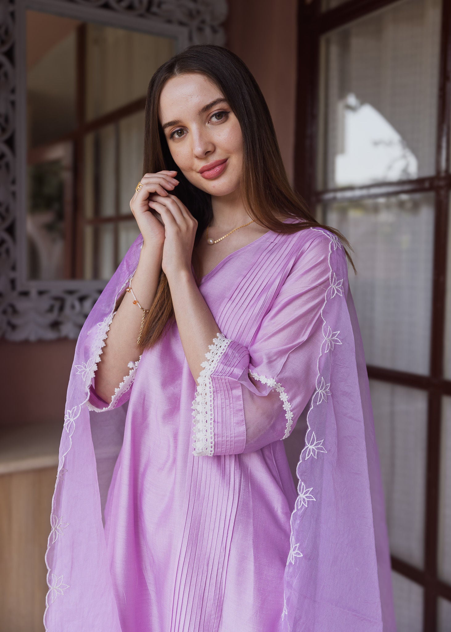 Light Purple Chanderi Suit set
