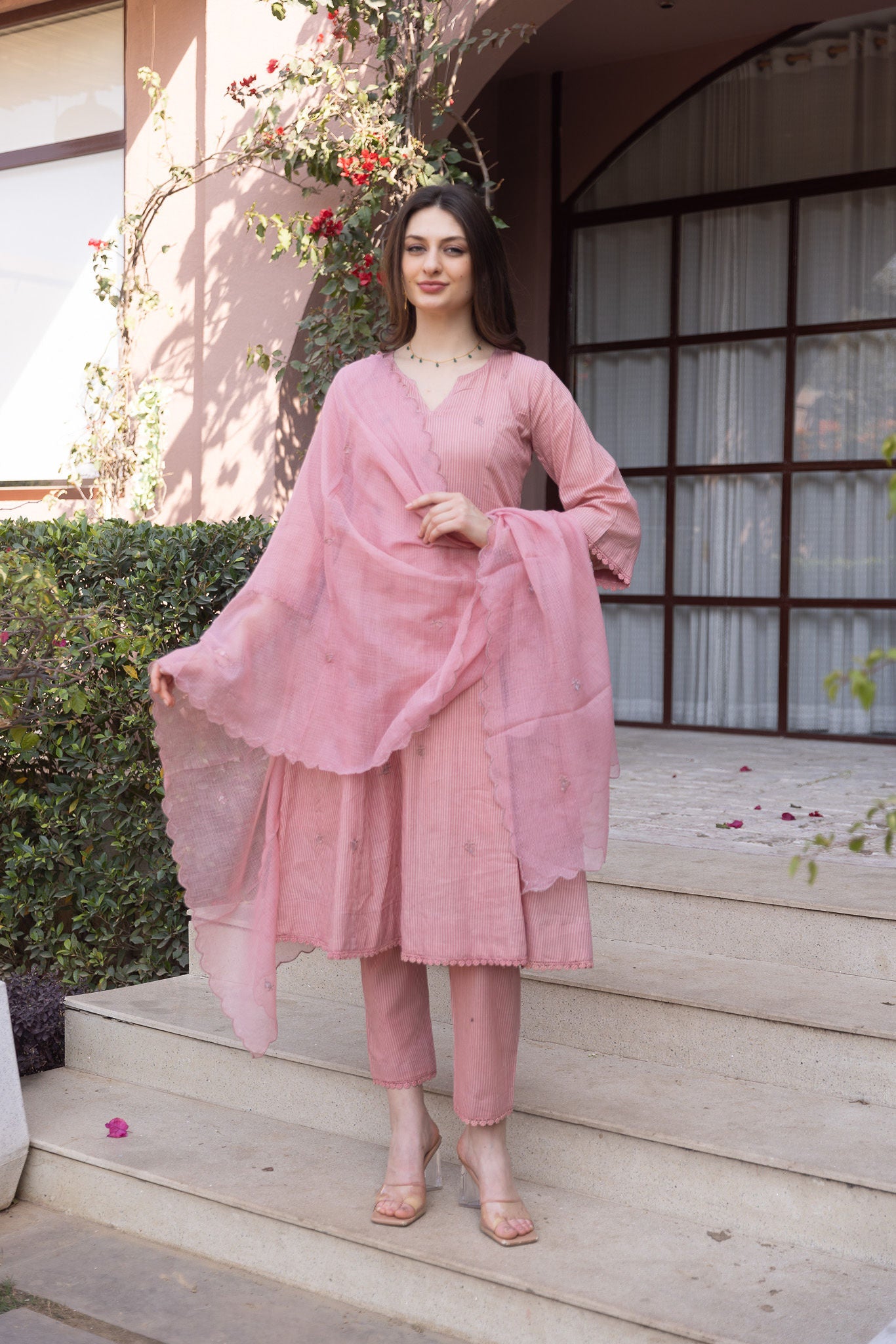 Old Rose Silly Cottan 3 Kali Suit Set