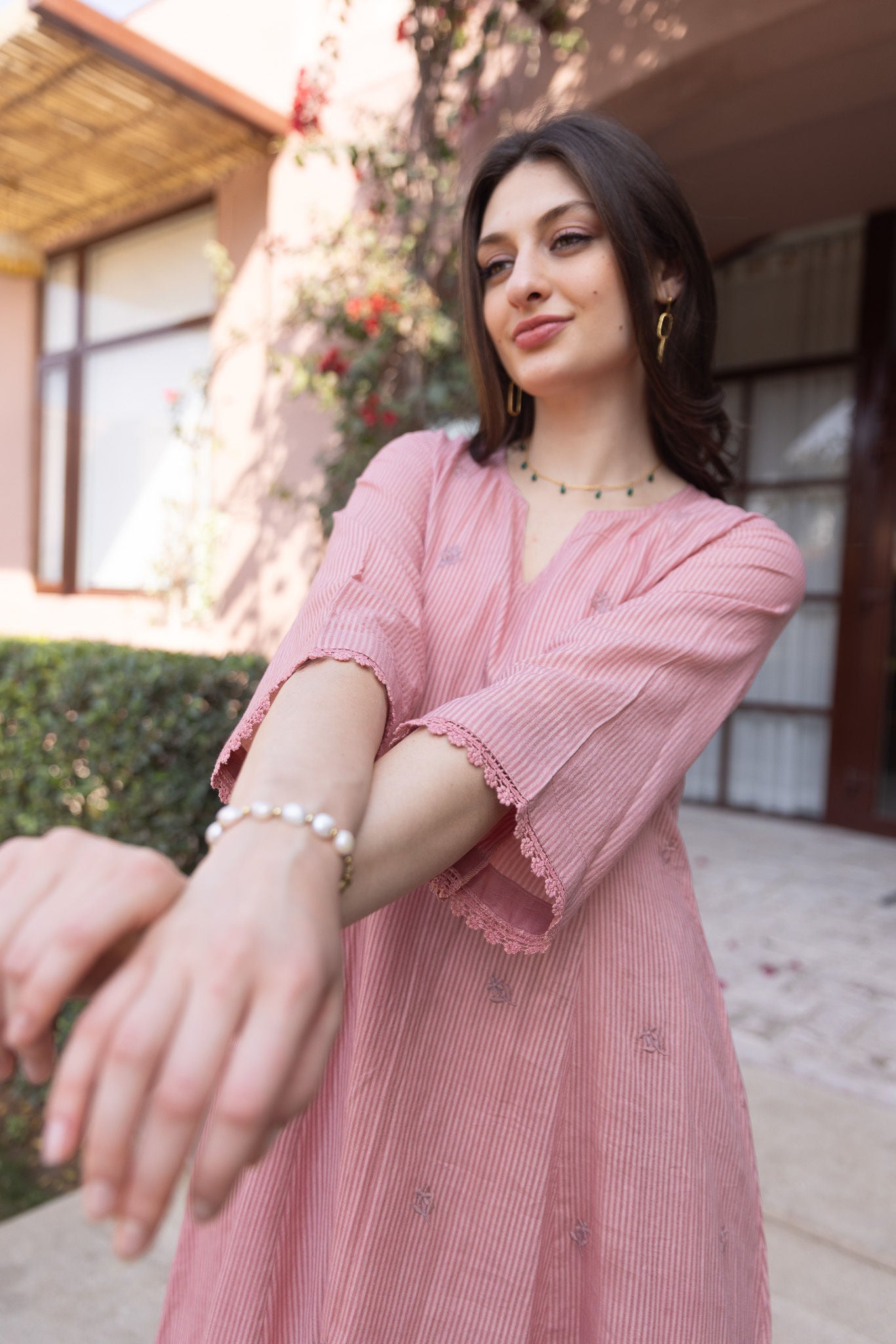 Old Rose Silly Cottan 3 Kali Suit Set