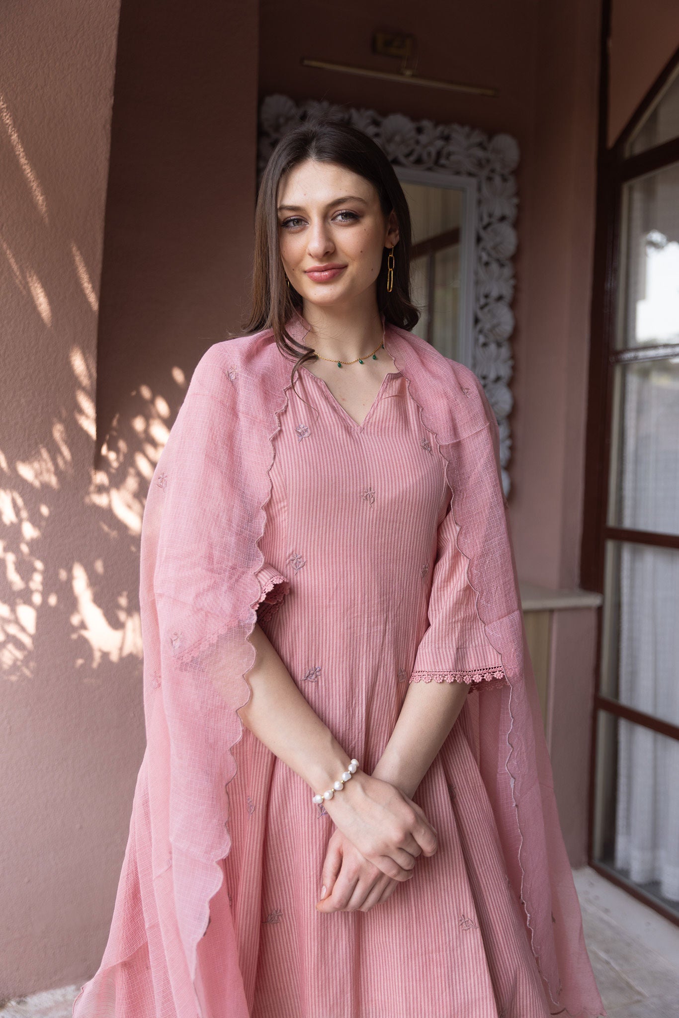 Old Rose Silly Cottan 3 Kali Suit Set