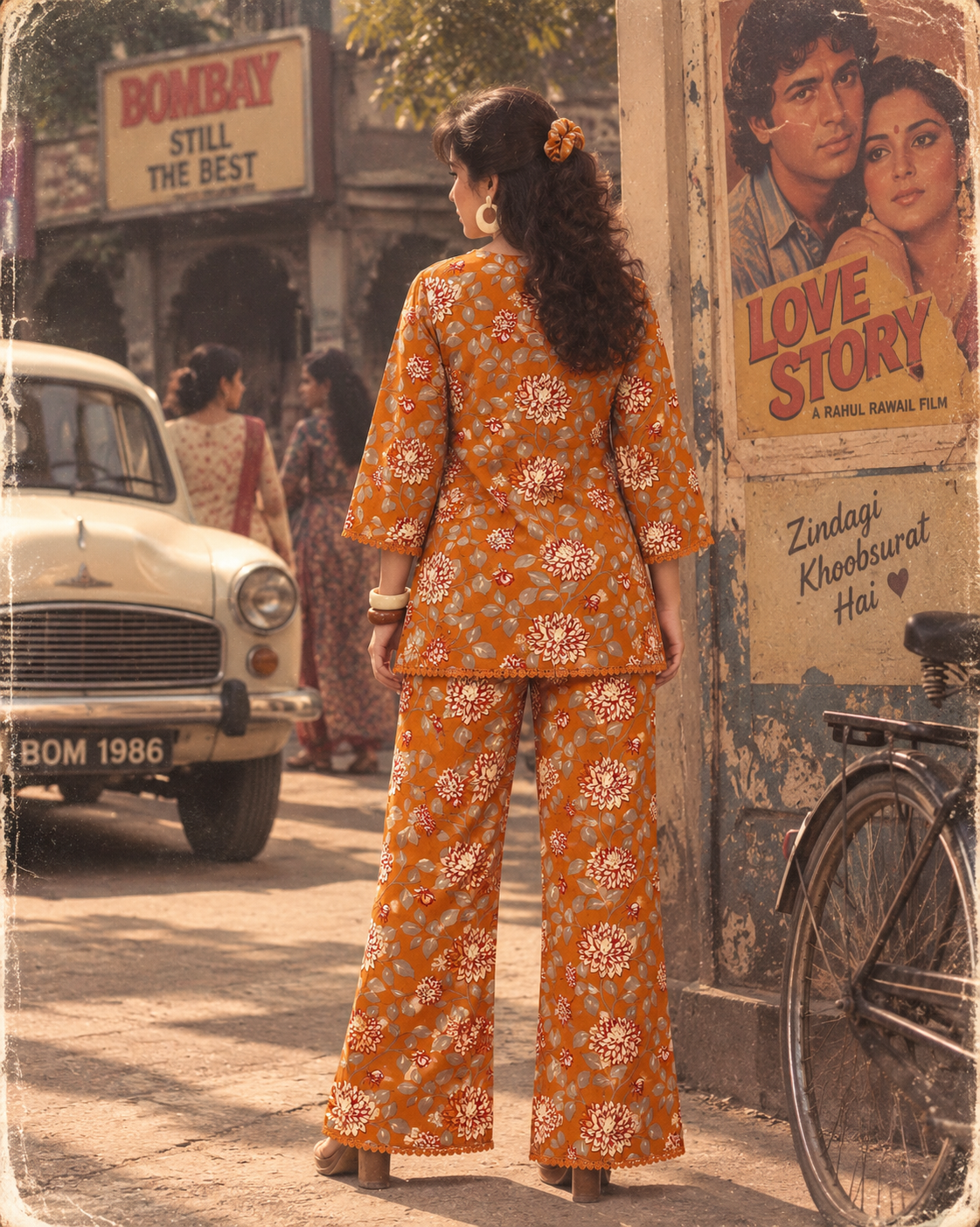 Mustard Floral Handblock Co-ord Set
