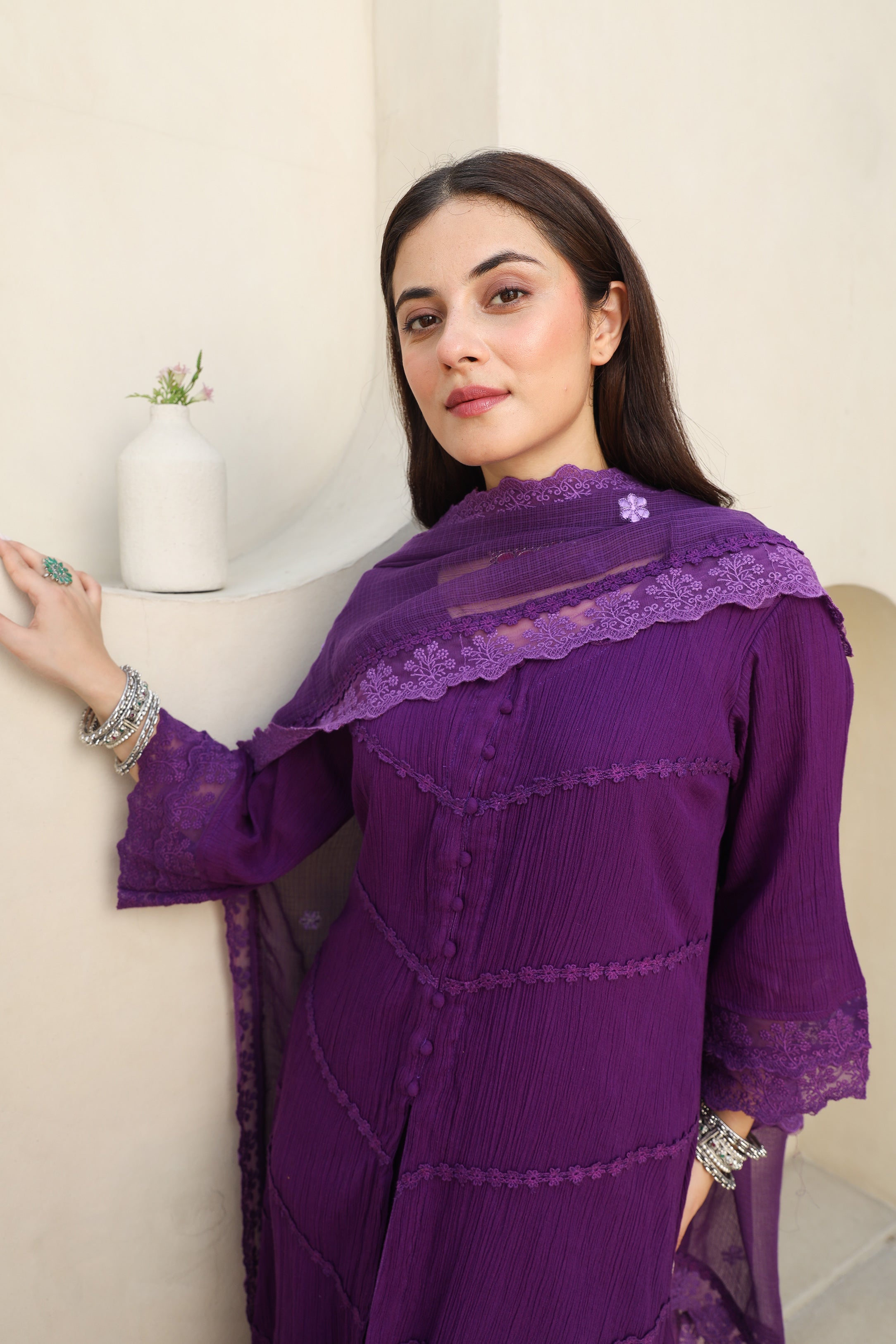 Violet Dreams Cotton Gauze Suit Set Asrumo