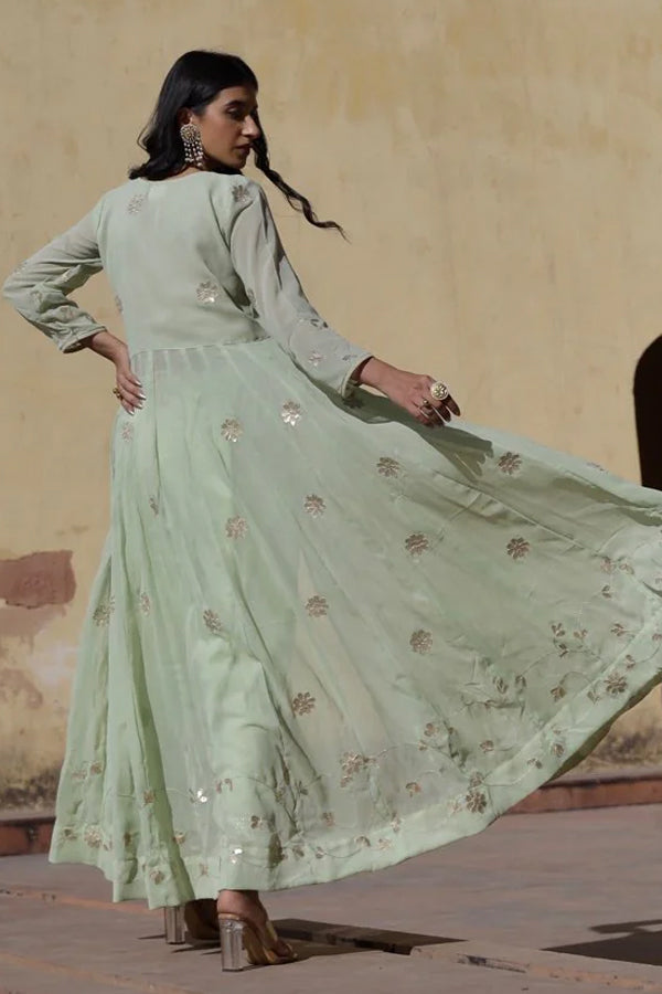 Pista green gota patti work anarkali set