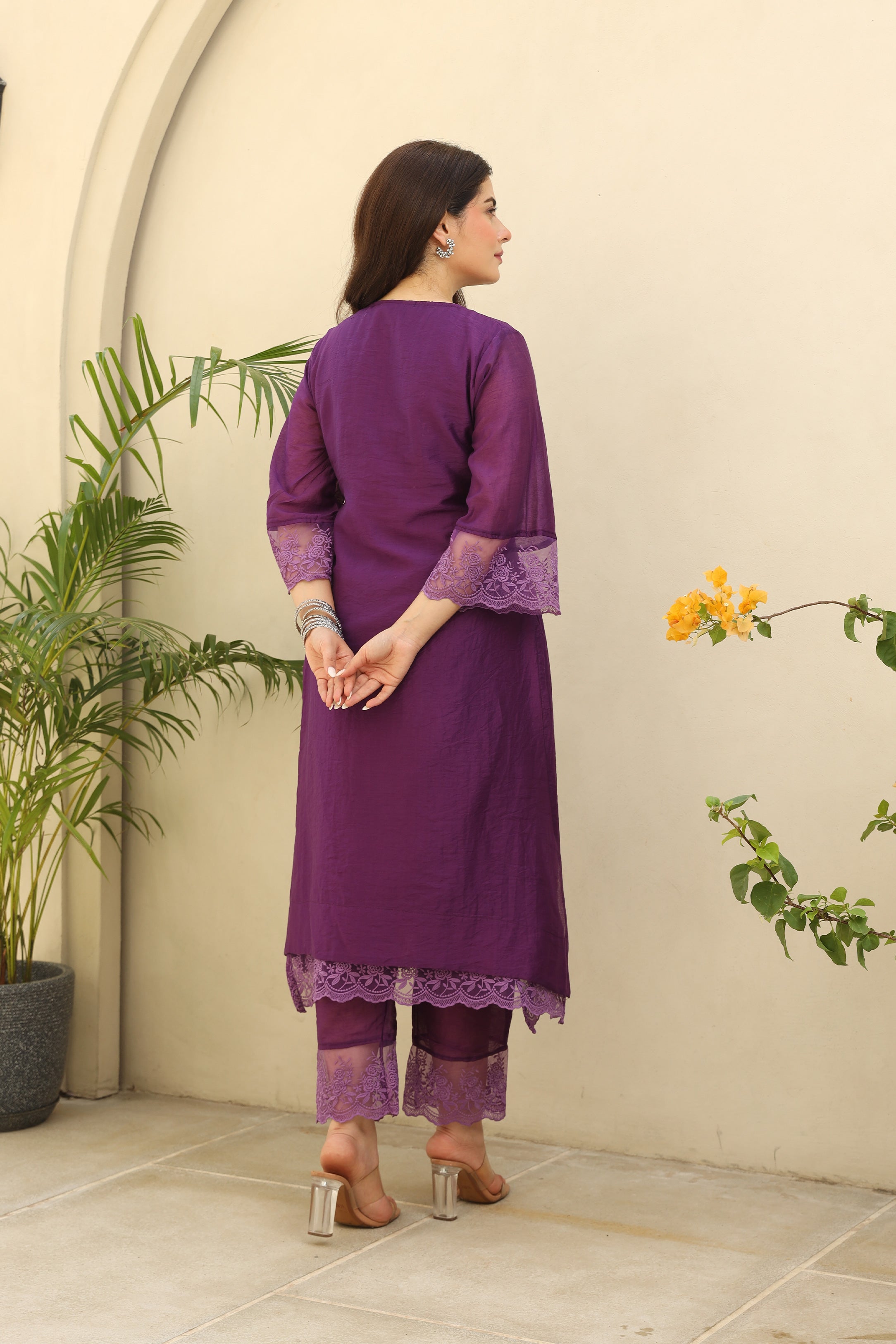 Purple Gemstone Elegance Chanderi Suit Set Asrumo