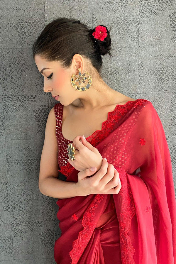 Vienna red saree
