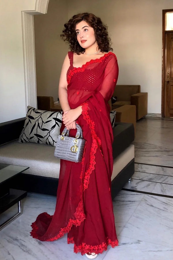 Vienna red saree
