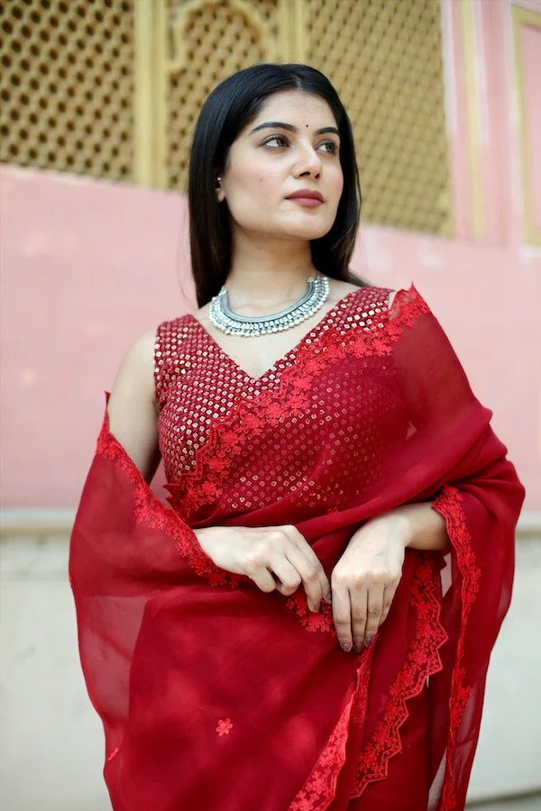 Vienna red saree
