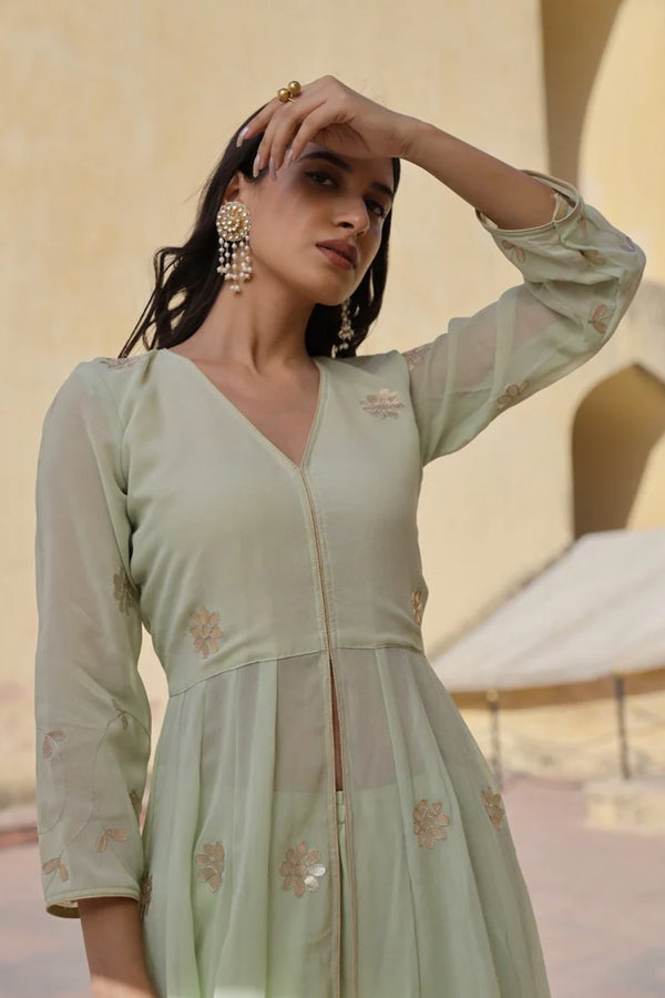 Pista green gota patti work anarkali set