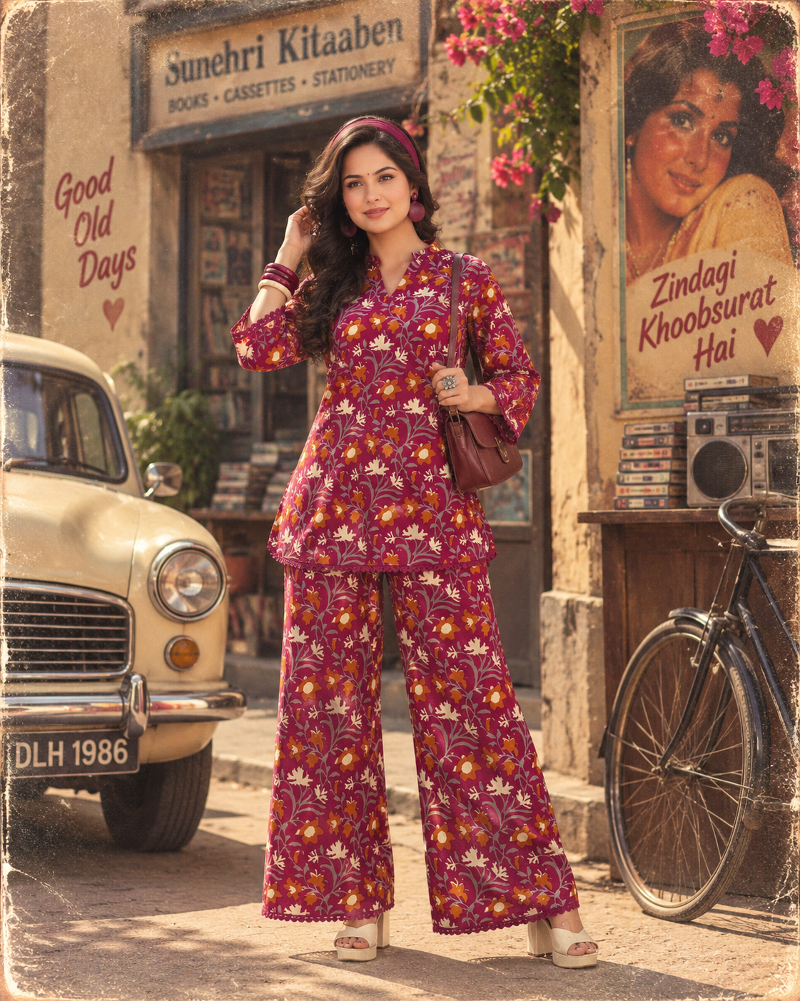 Magenta Jaal Handblock Co-Ord Set