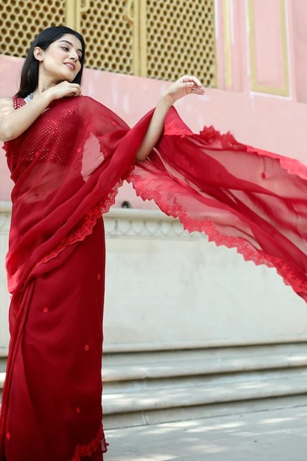 Vienna red saree