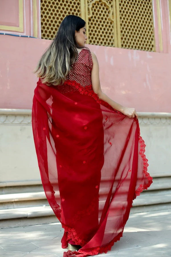 Vienna red saree