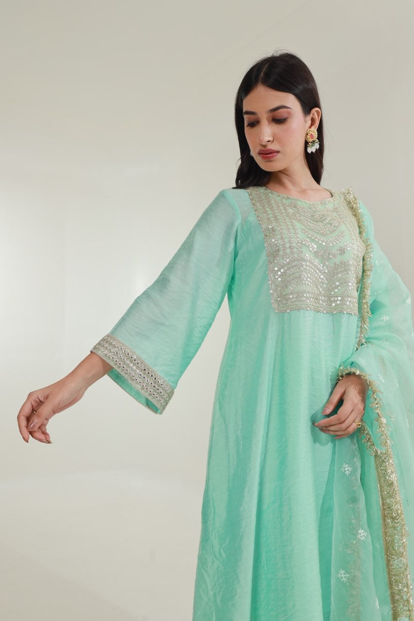 Sky Chanderi Straight Set Asrumo