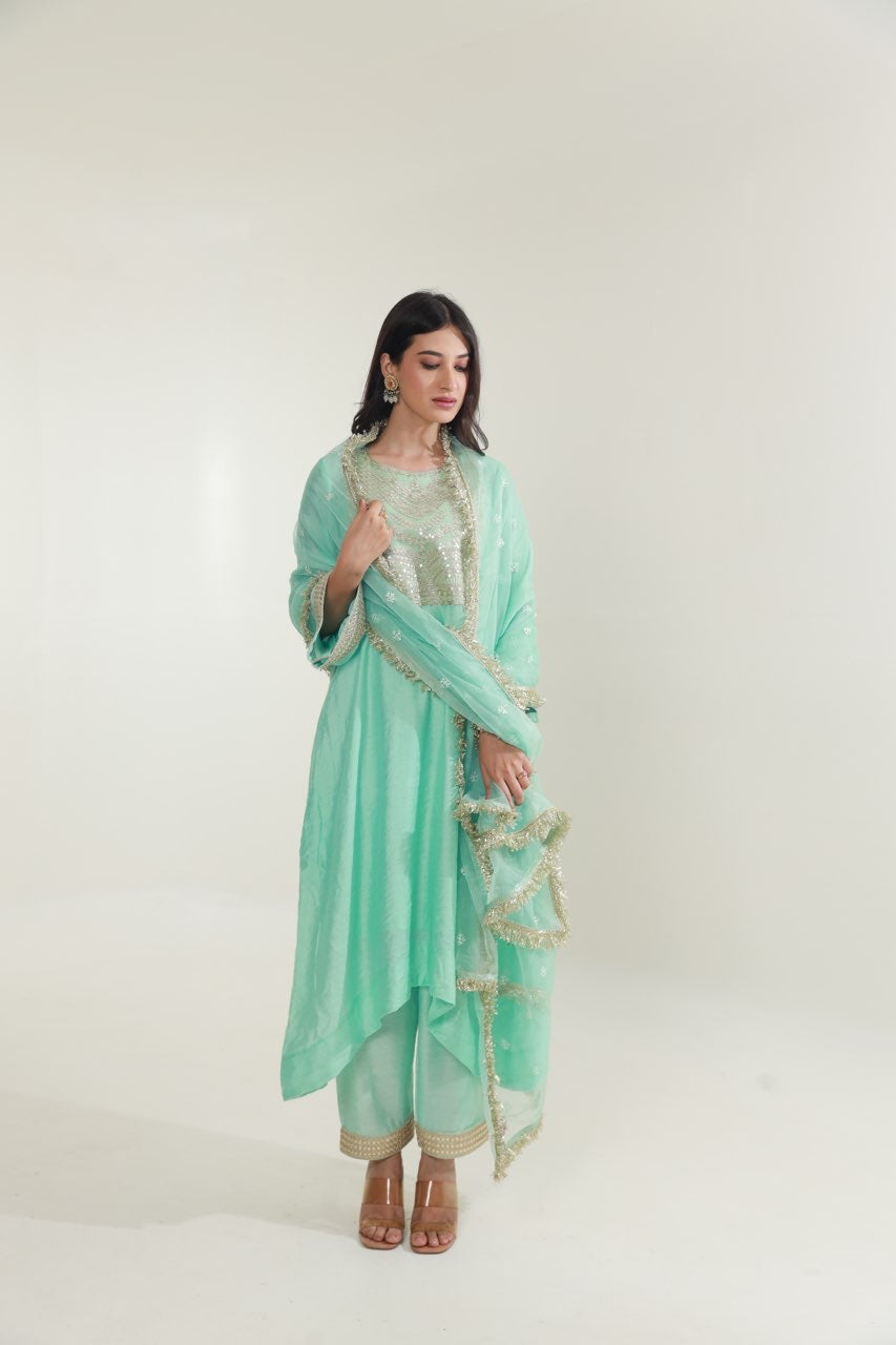 Sky Chanderi Straight Set Asrumo