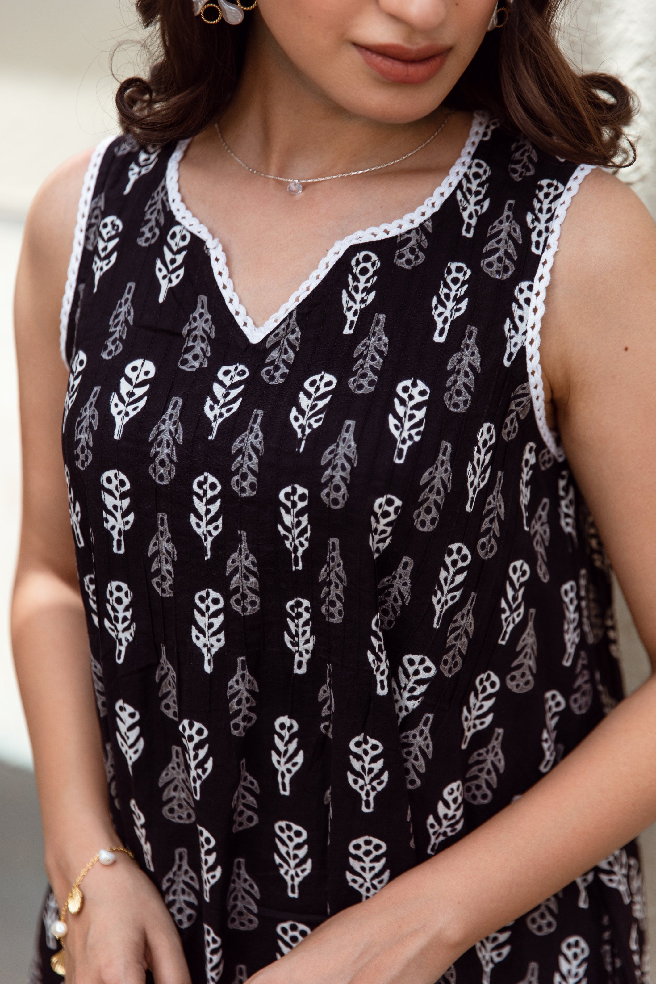 black cotton handblock print coord set Asrumo