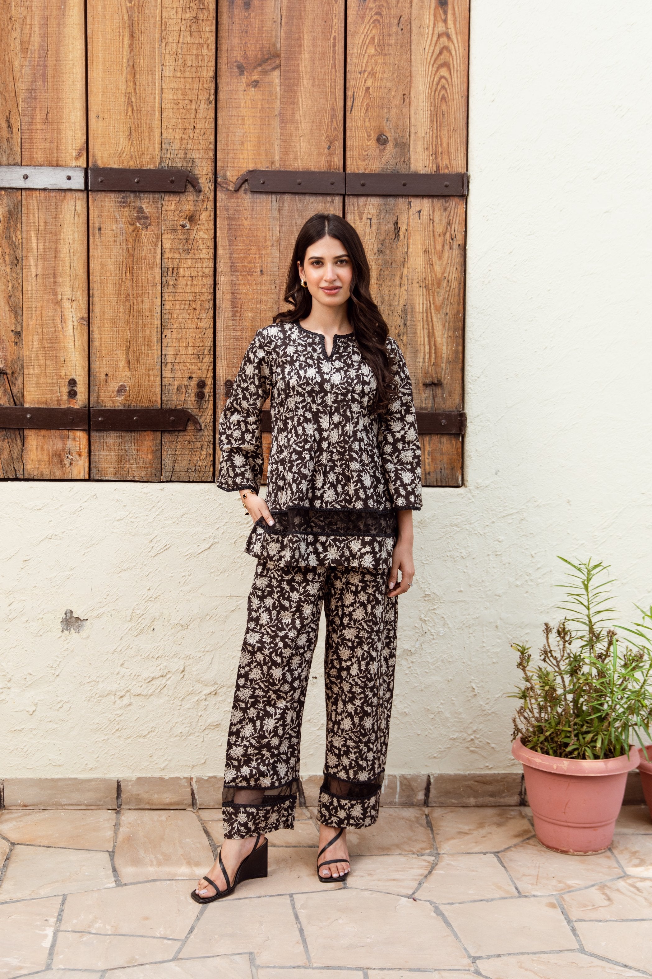 Black Jaal Cotton Coord Set Asrumo