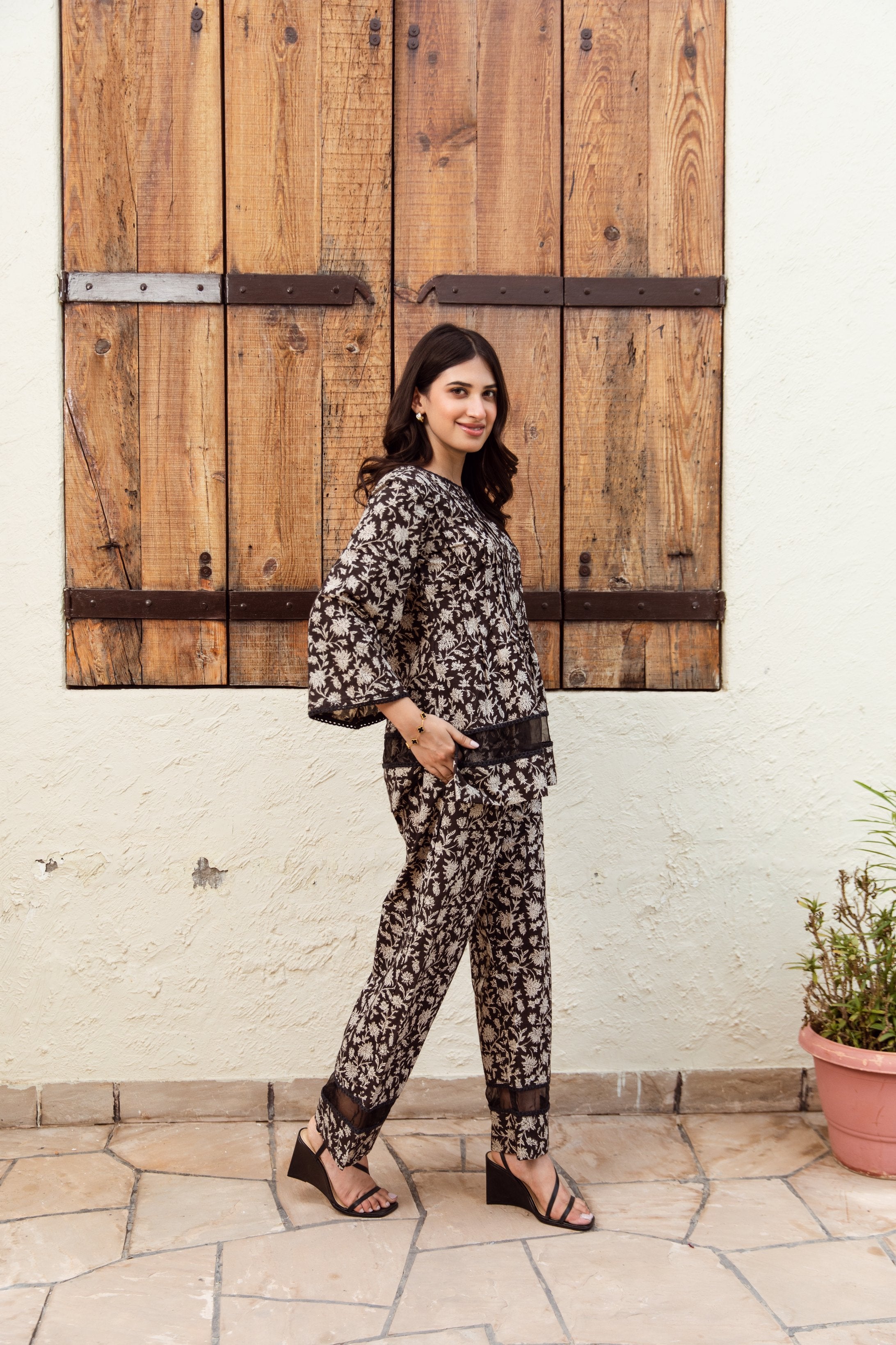 Black Jaal Cotton Coord Set Asrumo