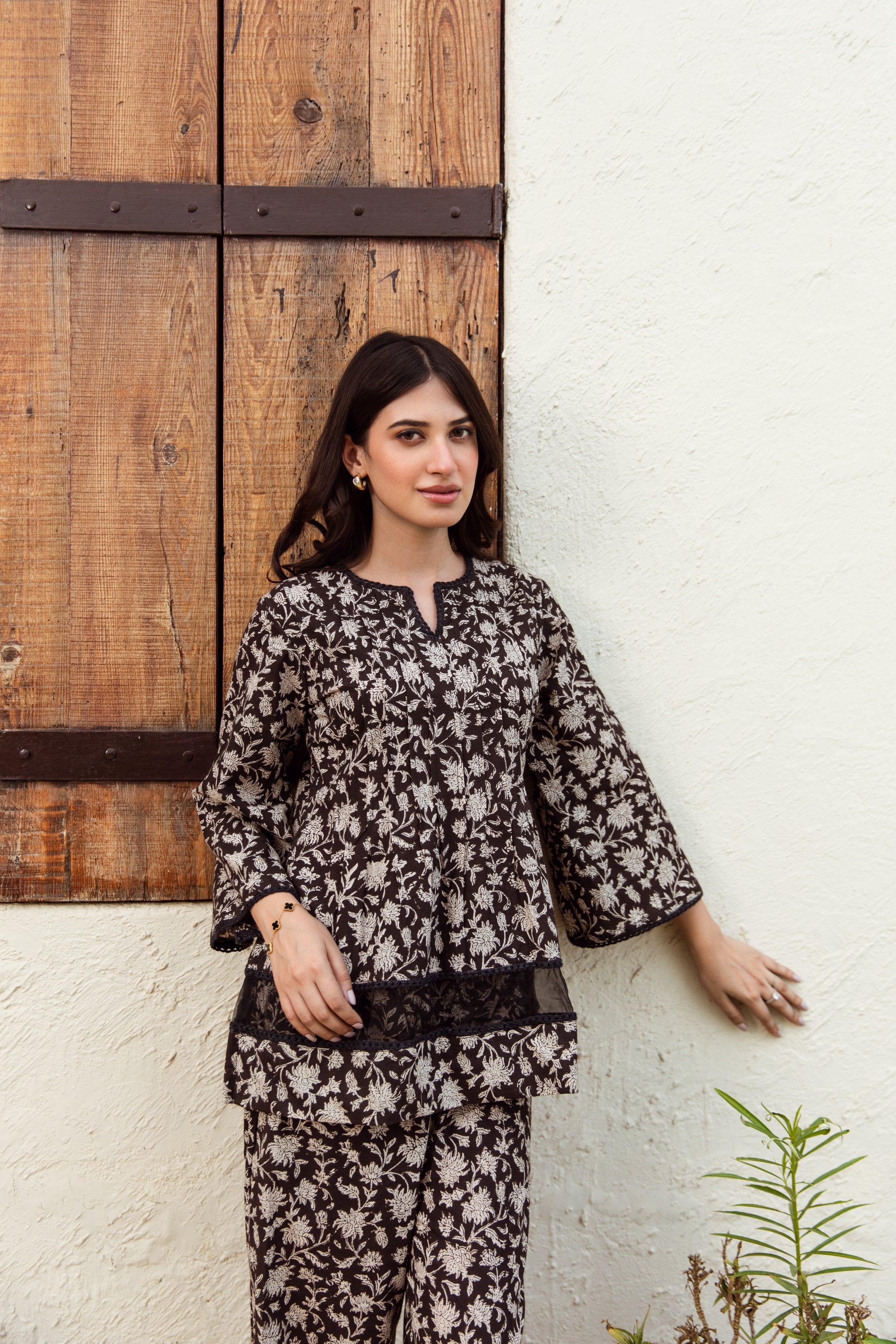 Black Jaal Cotton Coord Set Asrumo