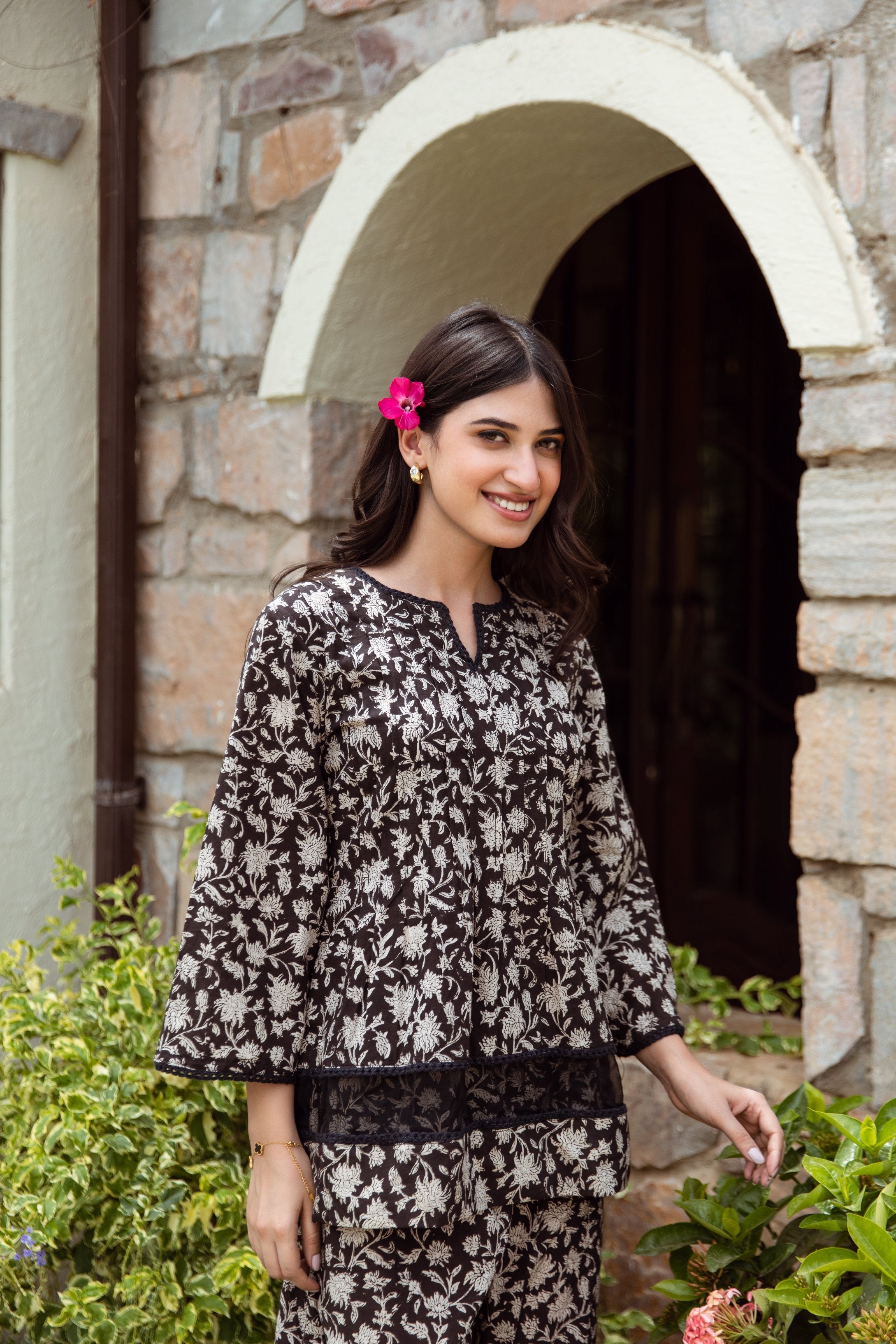 Black Jaal Cotton Coord Set Asrumo