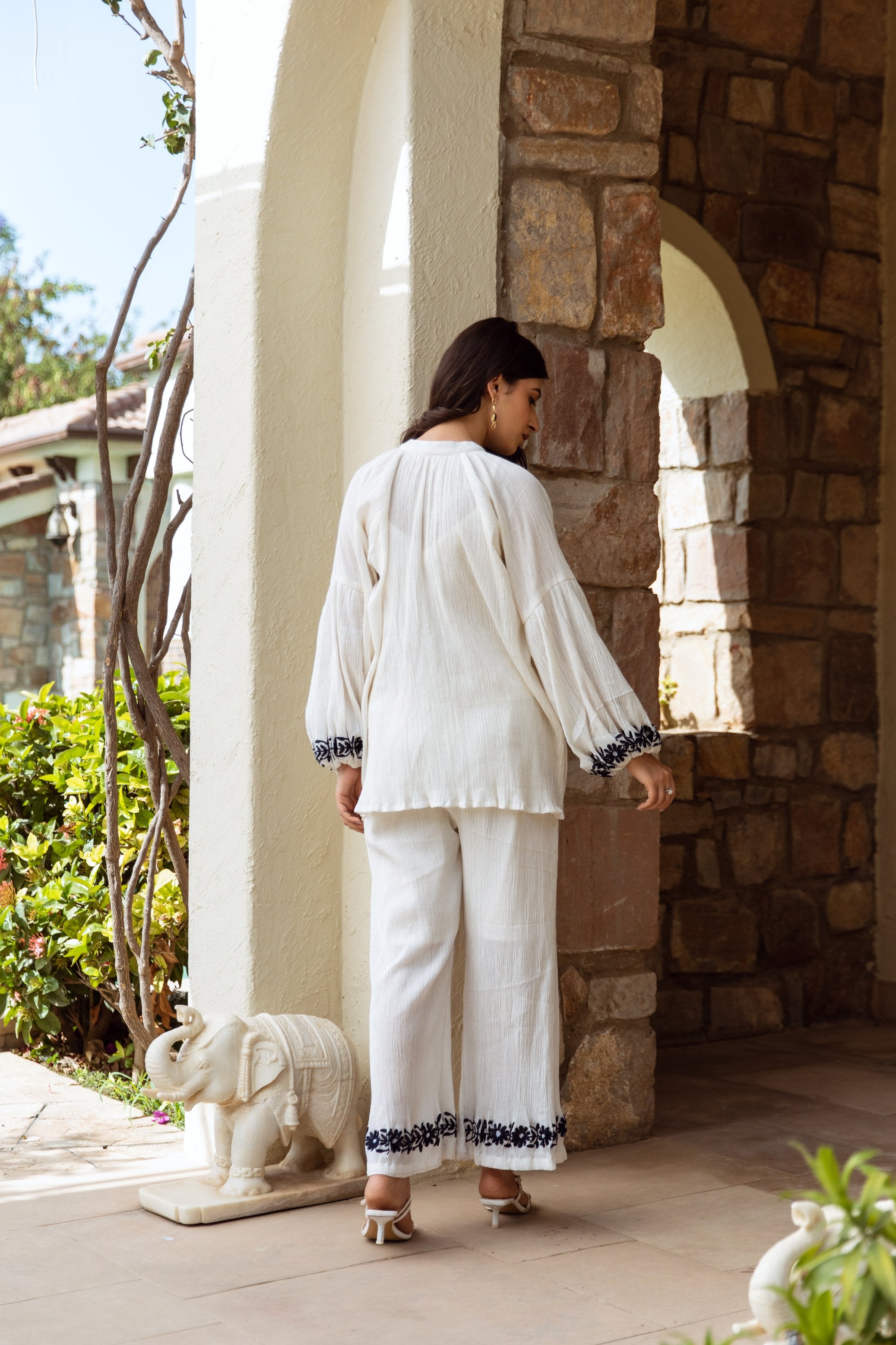 white cotton gauze coord set Asrumo