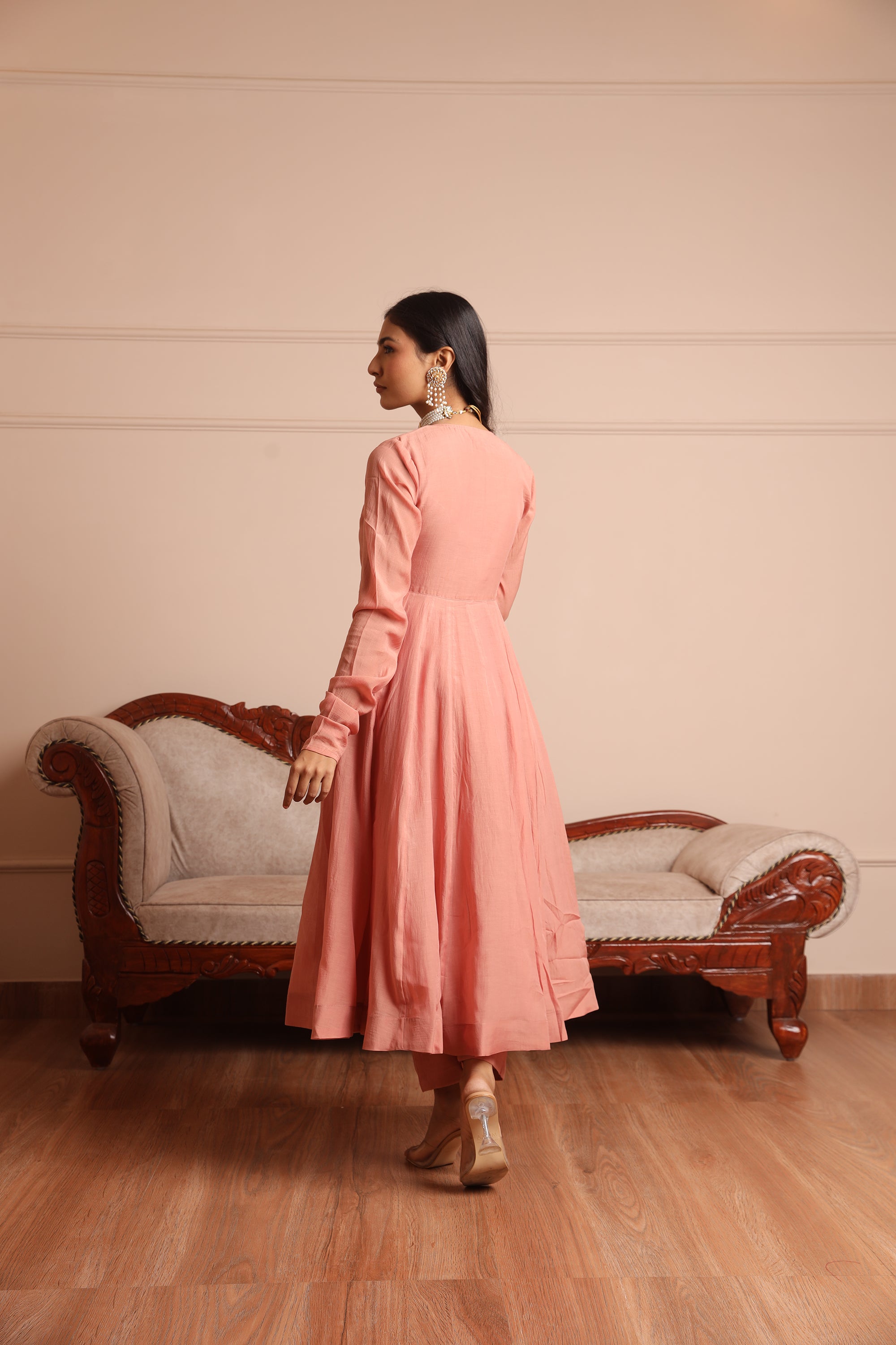 Peach anarkali suit- Asrumo