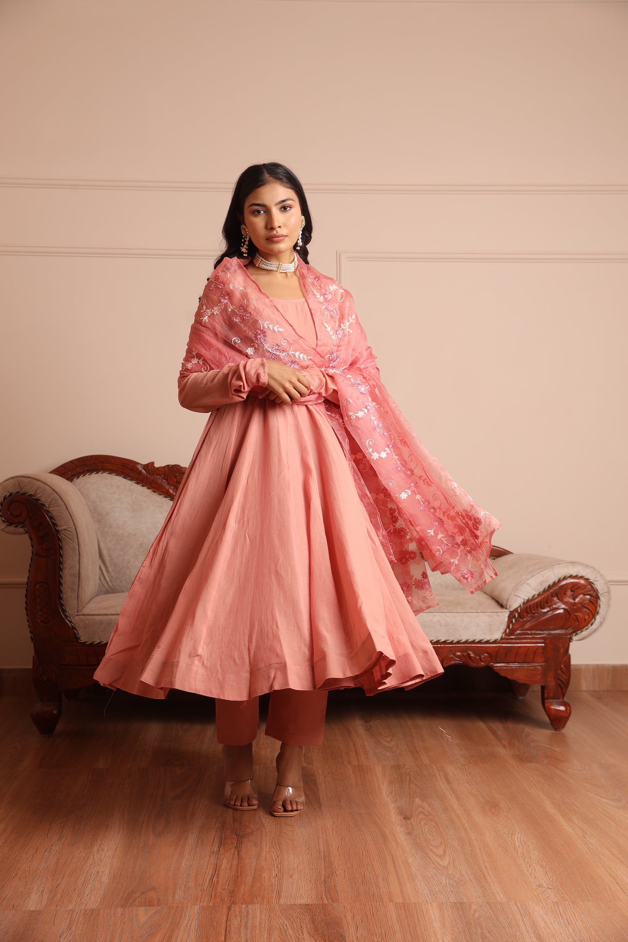 Peach anarkali suit- Asrumo