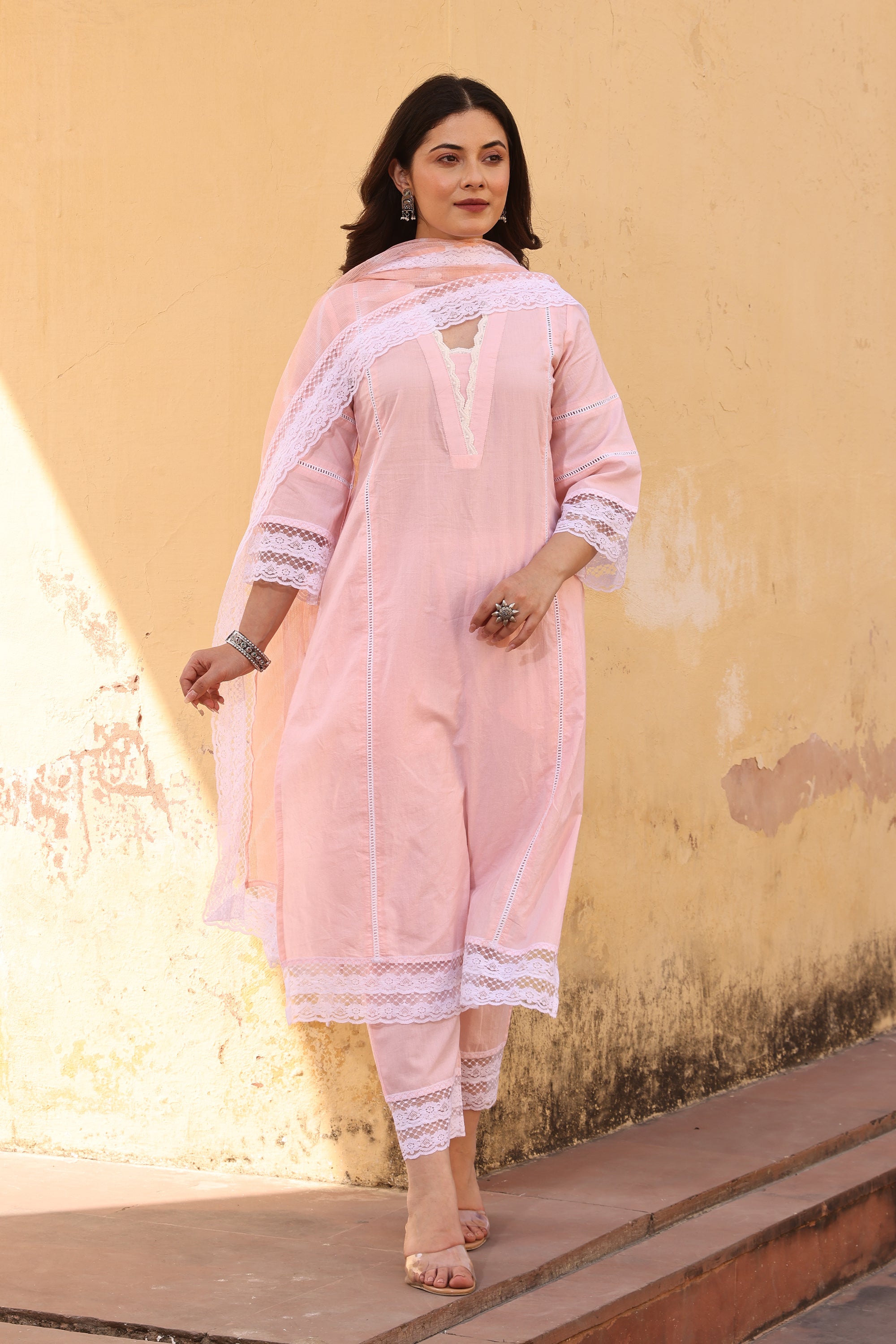 Piyu Light Pink Cotton Suit Set