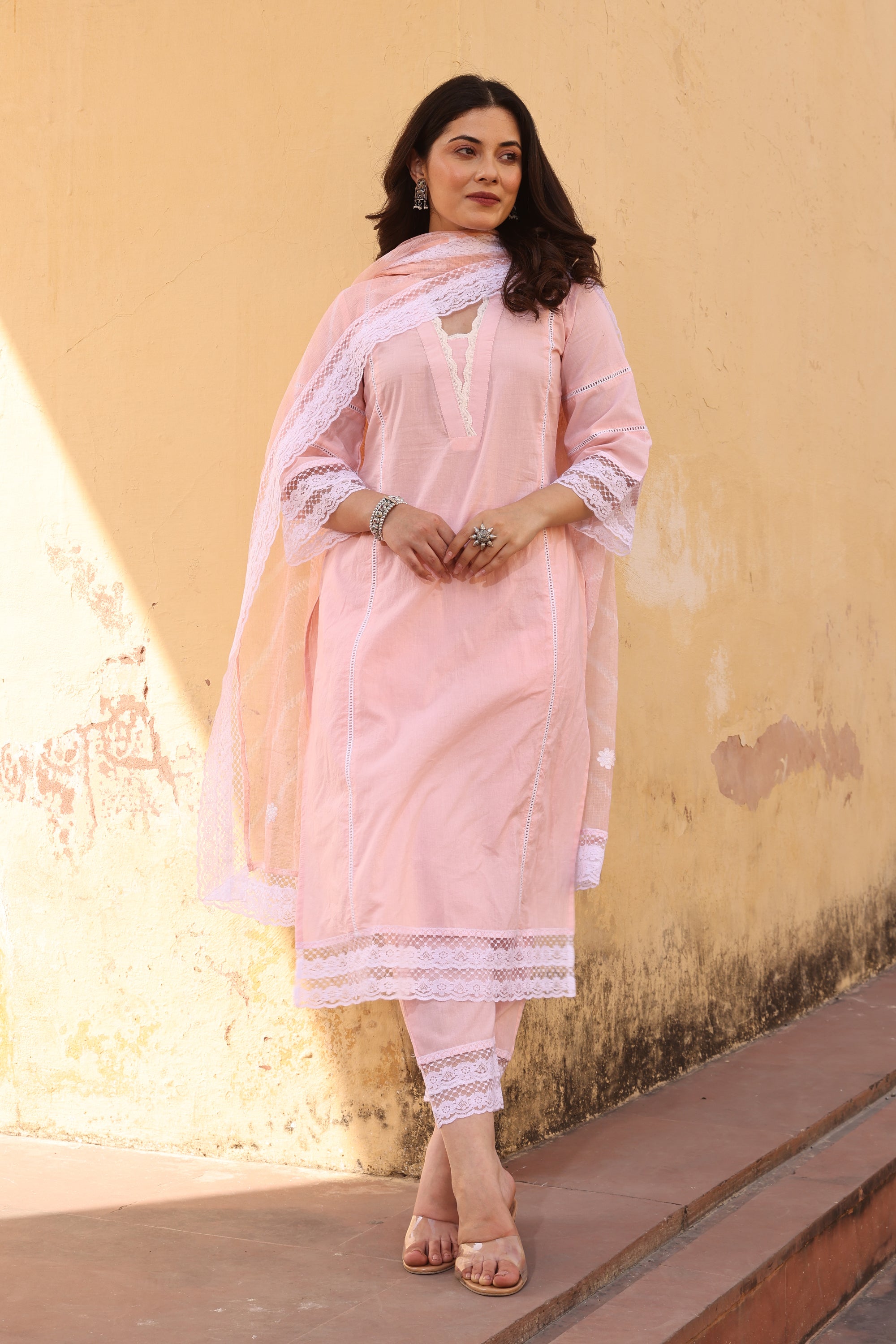 Piyu Light Pink Cotton Suit Set