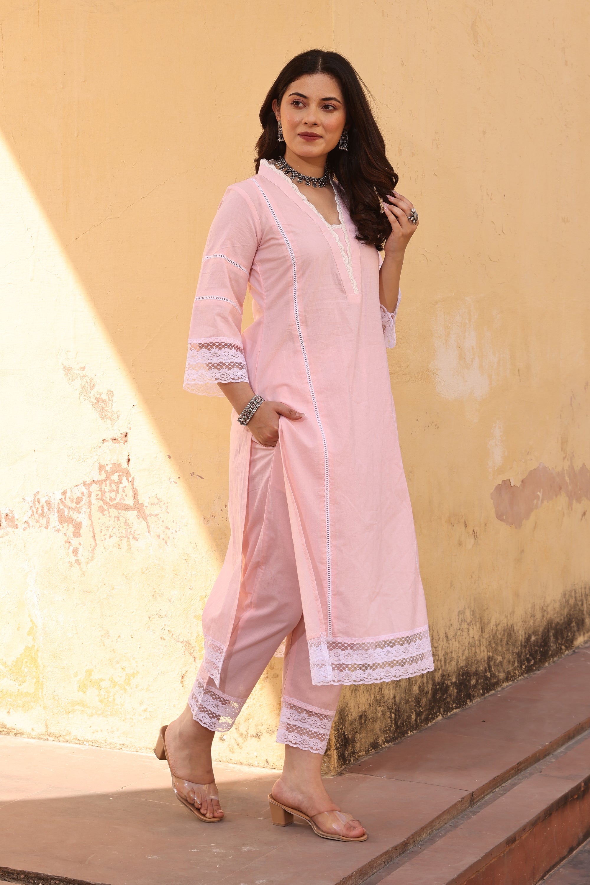 Piyu Light Pink Cotton Suit Set