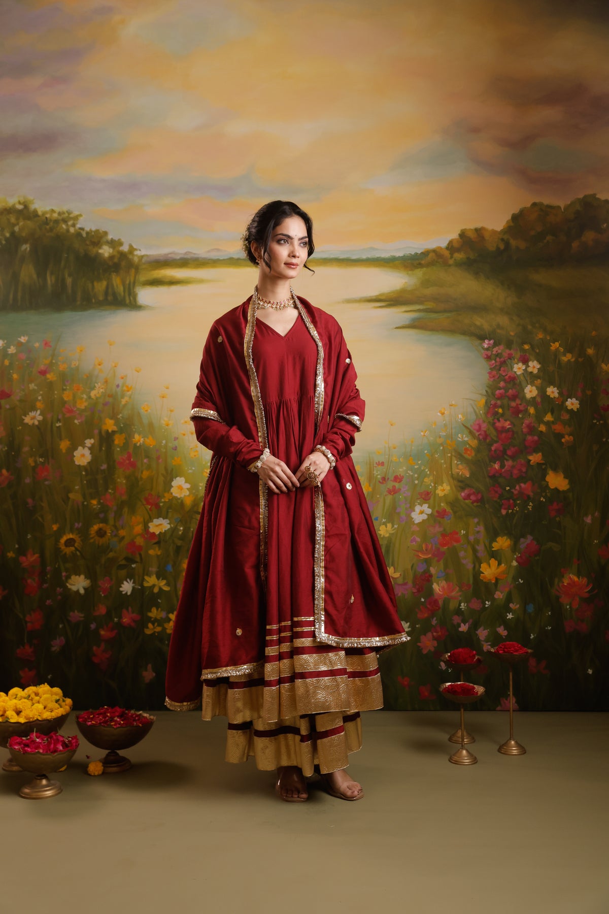 Ruhani Maroon Chanderi Anarkali Set | AS-PFC-3 (4).jpg