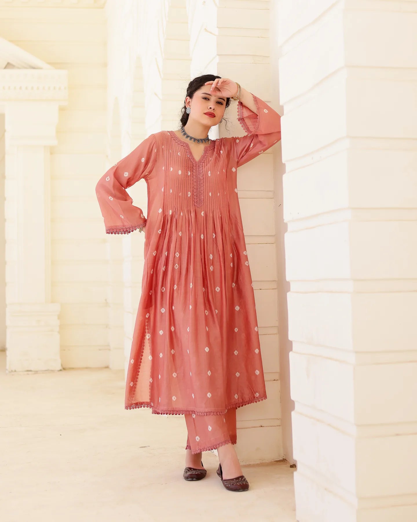Terra Bloom Chanderi Hand Bandhej Suit Set with Dupatta - AS-TTME-24 (1)