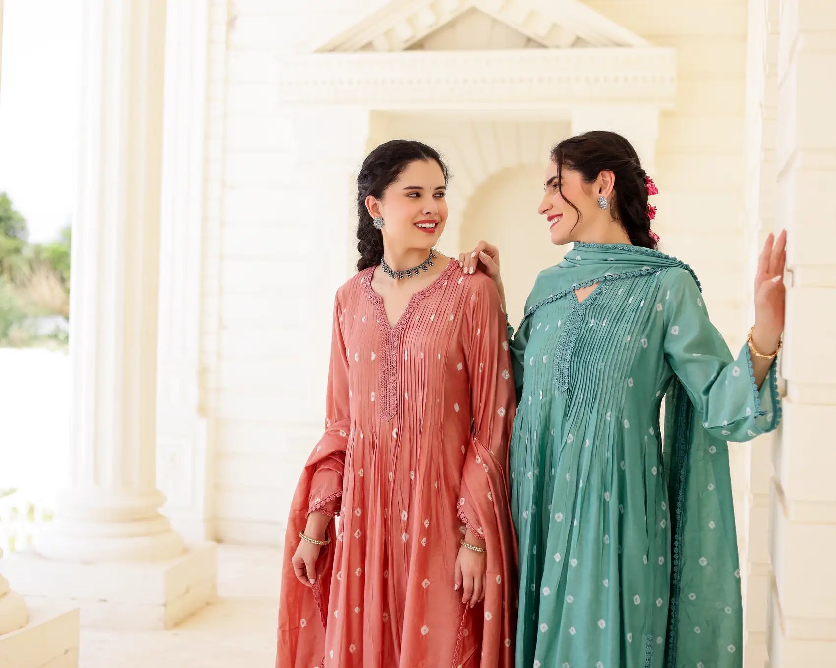 Terra Bloom Chanderi Hand Bandhej Suit Set with Dupatta - AS-TTME-24 (2)