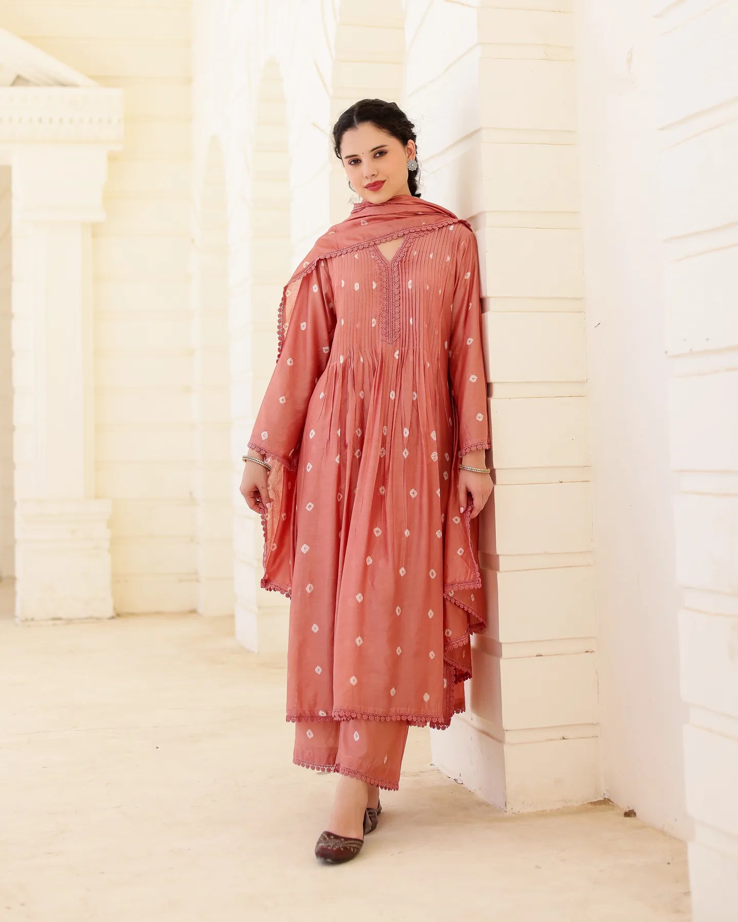 Terra Bloom Chanderi Hand Bandhej Suit Set with Dupatta - AS-TTME-24 (4)