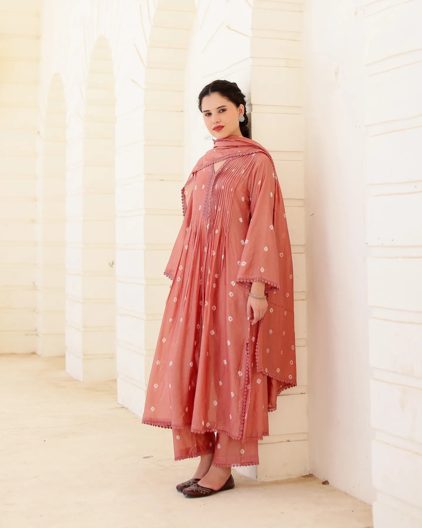 Terra Bloom Chanderi Hand Bandhej Suit Set with Dupatta - AS-TTME-24 (5)