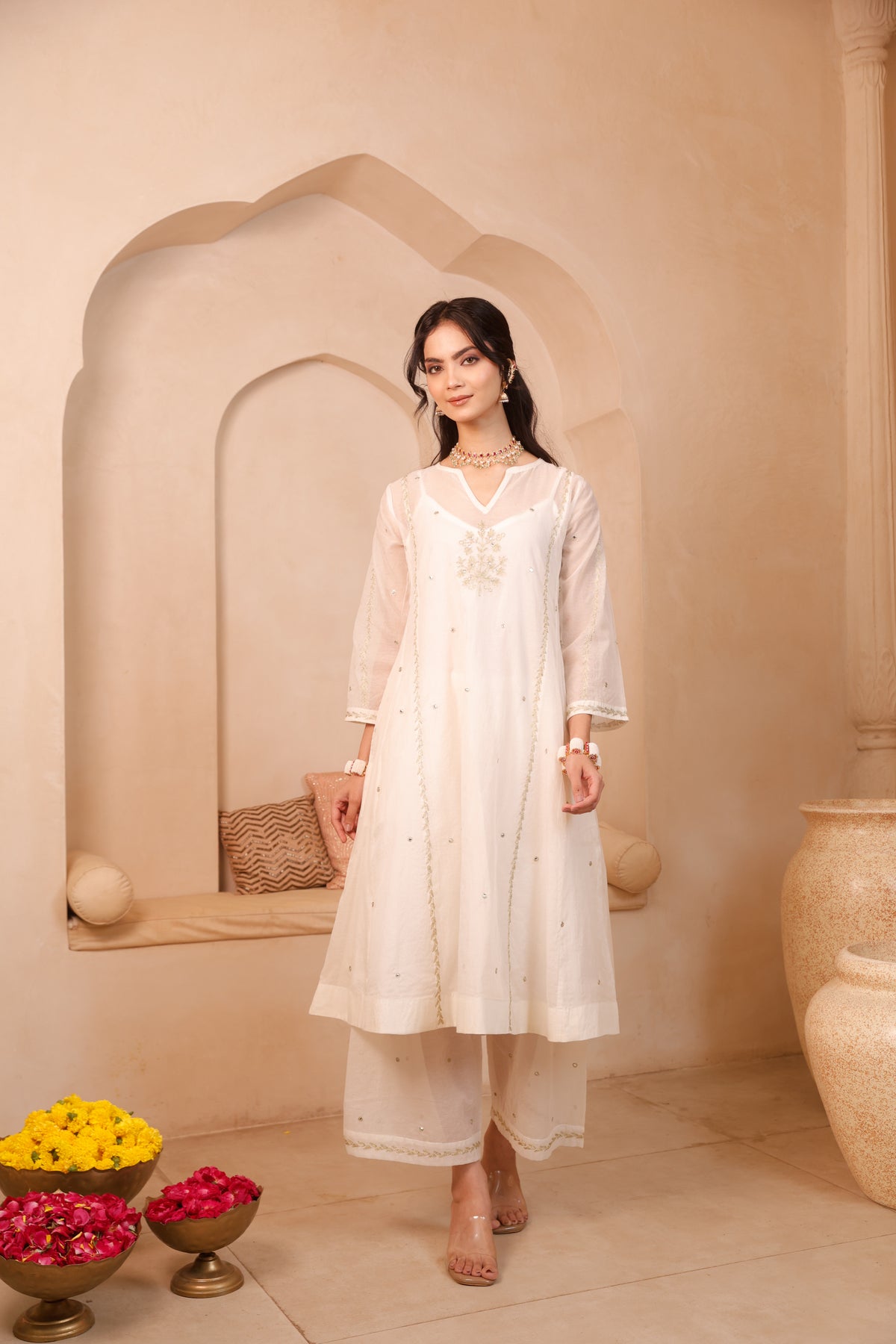 Noor Ivory Chanderi Suit Set - Image 2