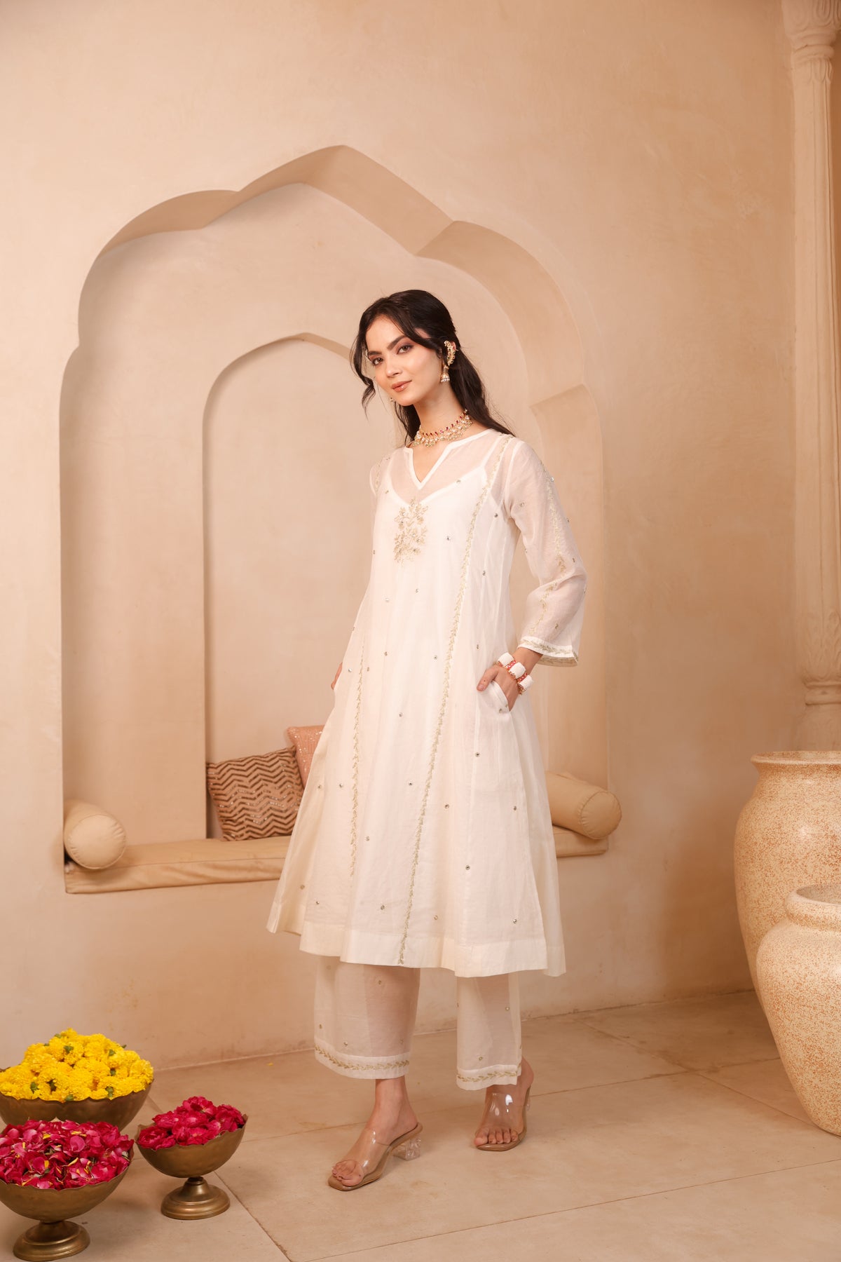 Noor Ivory Chanderi Suit Set - Image 4