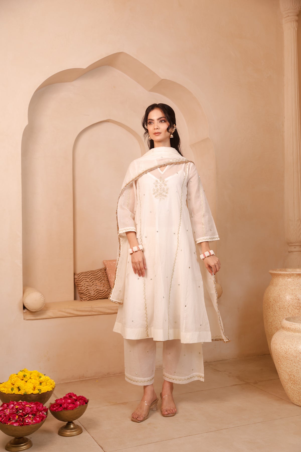 Noor Ivory Chanderi Suit Set - Image 6